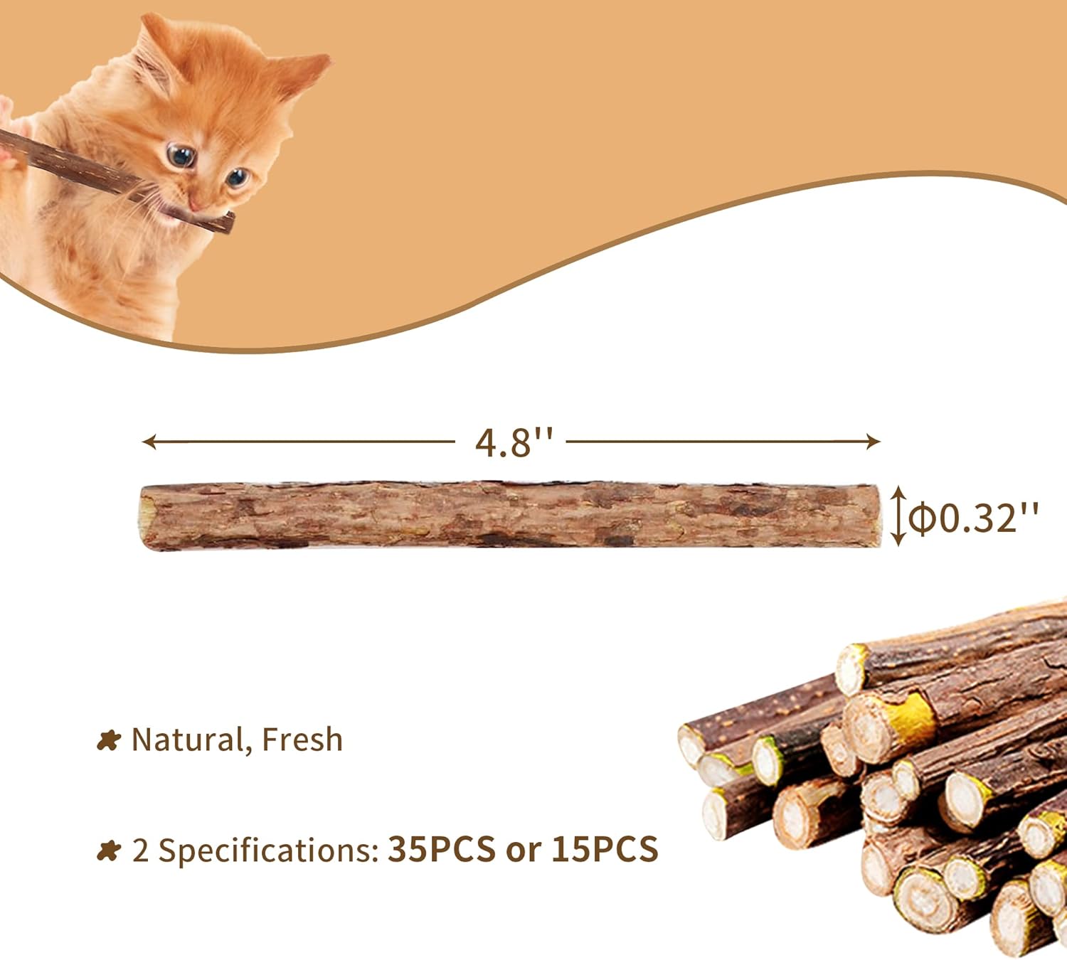 [ 15pcs Silvervine Sticks for Cats, Matatabi Cat Chew Sticks, Catnip Toys, Wooden Dental Sticks for Indoor Cats, Kitty, Kitten Teething Interactive Wand Toys - Happypetzone.online - Image 5