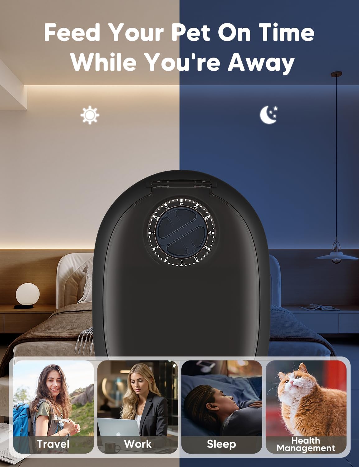 WOPET Automatic Cat Feeder– 48H Programmable Pet Food Dispenser with Ice Pack for Freshness, Yogurt & Canned Meals – Perfect for Cats, Kittens & Small Dogs - Happypetzone.online - Image 3