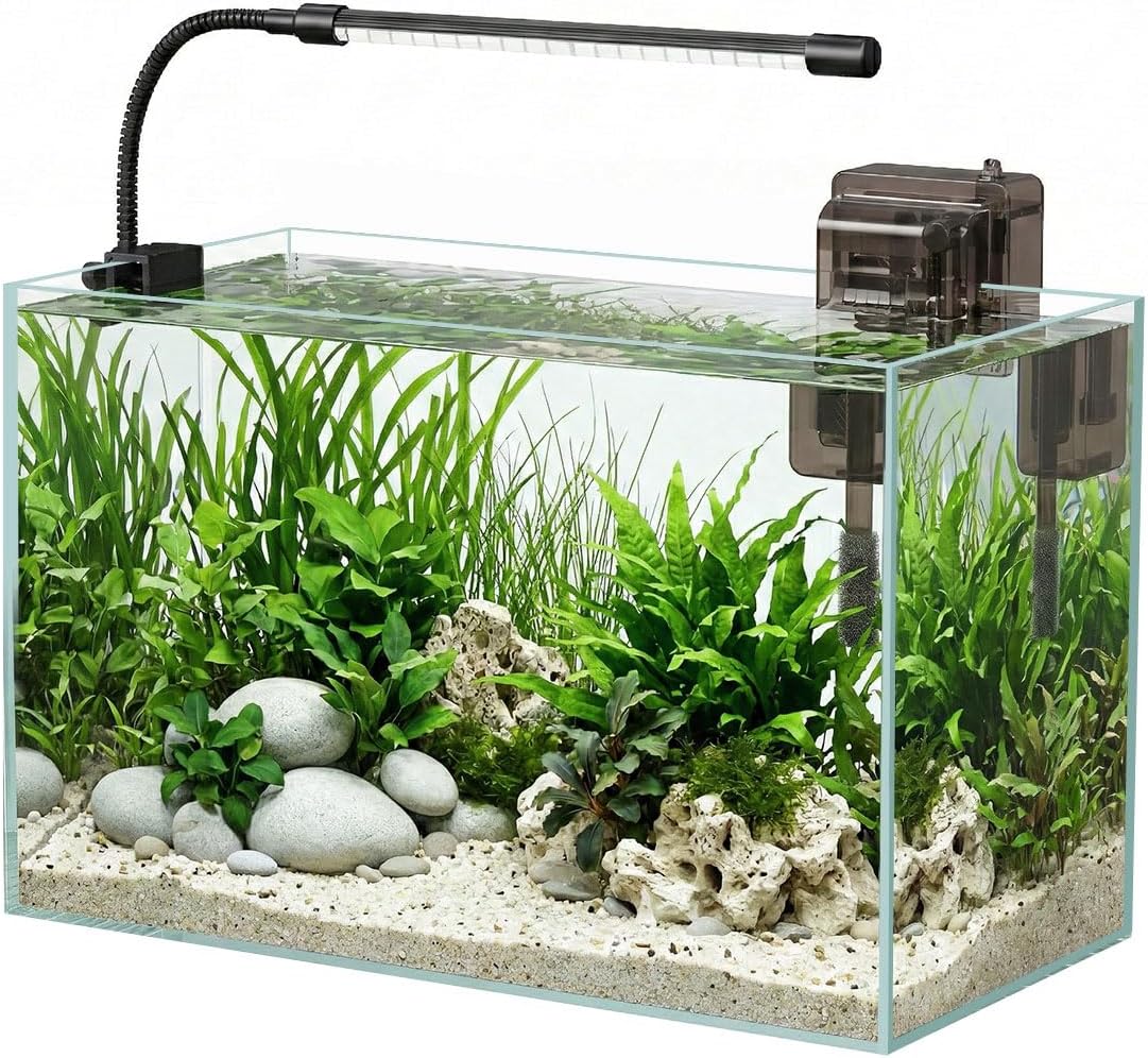 Glass Fish Tank Kit, 5 Gallon Betta Fish Tank Aquarium Starter Kit with Filter, Lights, Lid, for Betta, Goldfish, Small Fish or shrimg,Clear - Happypetzone.online - Image 10