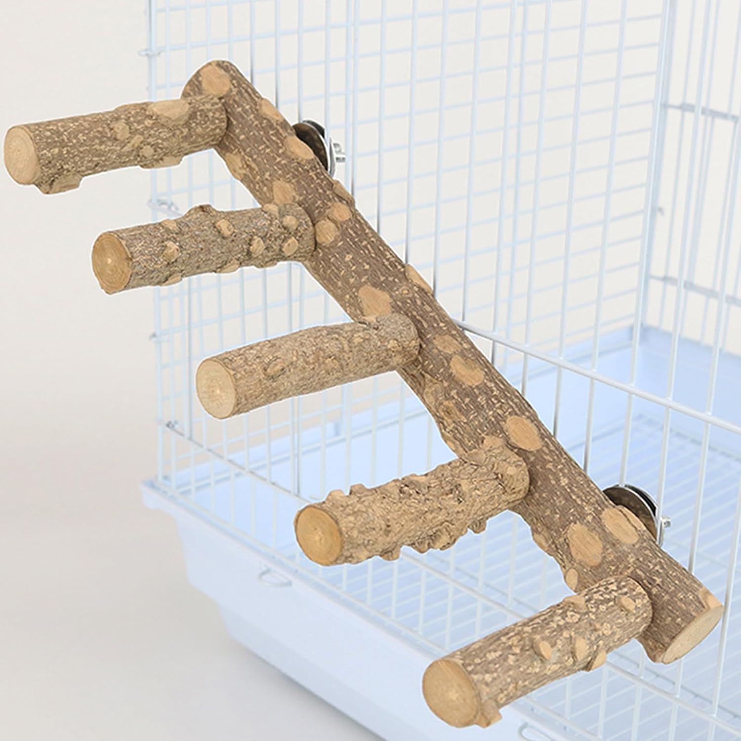 Bird Parrot Ladder Perch for Cage, Nature Wooden Bird Bridge Exercise Stands Parrot Climbing Chewing Toys for Small Animal - Happypetzone.online - Image 7