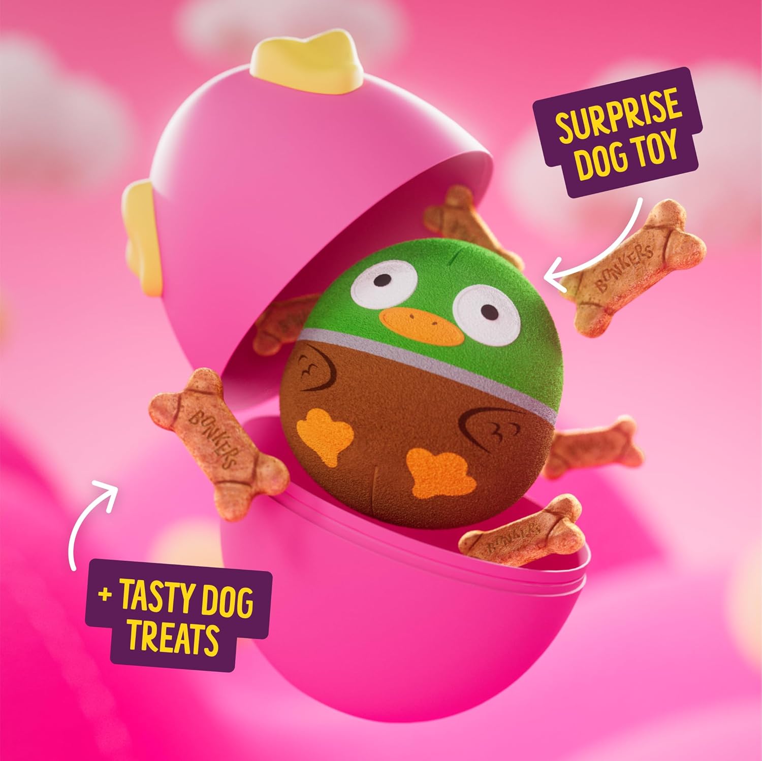 Bonkers Surprise Chicken Flavored Biscuit Crunchy Dog Treats with Toy Surprise, 100g Egg Case with Blind Box Dog Toy (1 of 8 Collectible Toys) - Happypetzone.online - Image 4