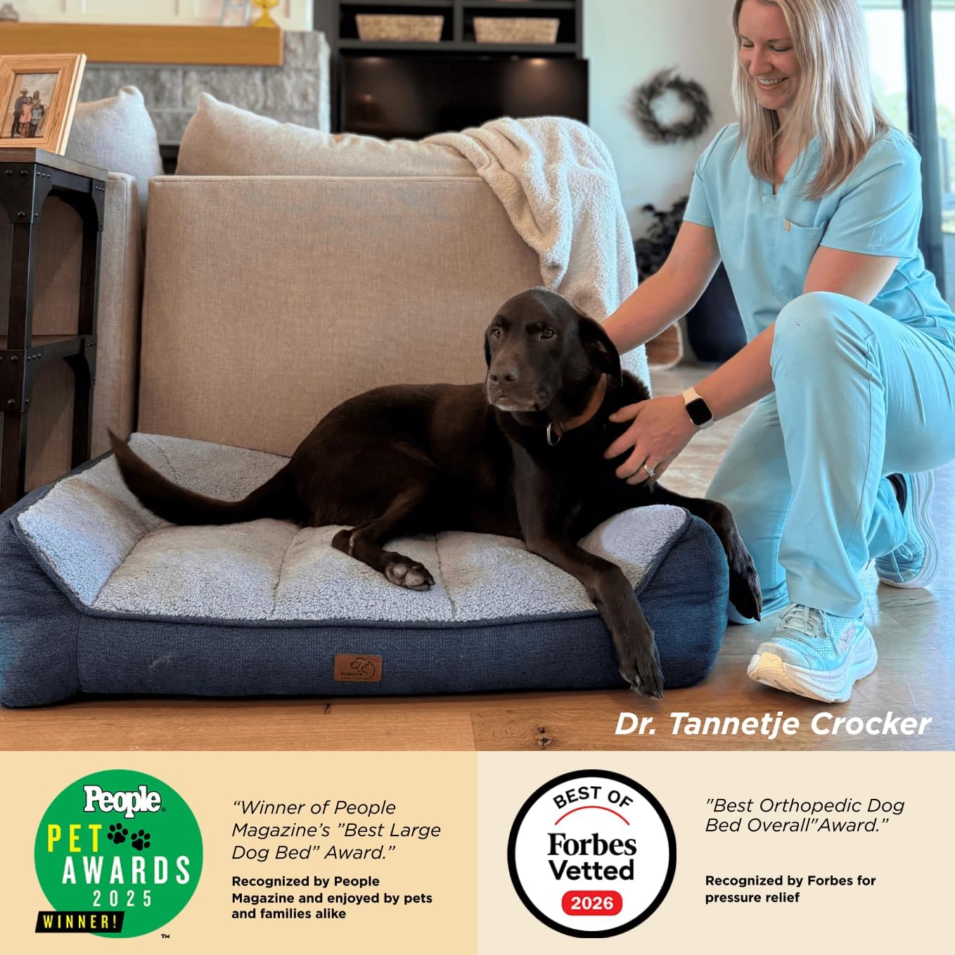 Bedsure SupportMax™ XL Orthopedic Dog Beds Large Sized Dog - As Seen on TV Extra Thick Supportive Dogs Couch with Waterproof Washable Cover, Extra Large Comfort Pet Sofa with Soft Sherpa, Grey, 42" - Happypetzone.online - Image 2