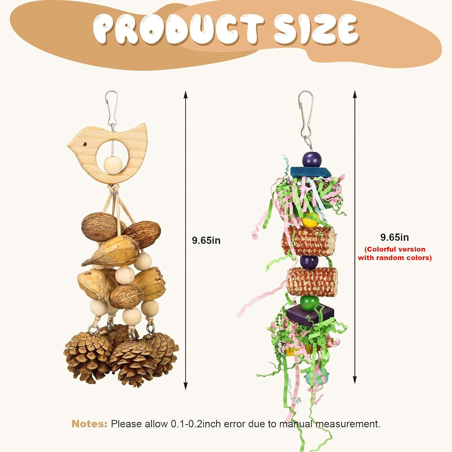 Bird Toys 3 Pack Parrot Toys Natural Bird Cage Accessories Shredded Foraging Supplies Suitable for Parakeets, Cockatiels, Conures, Lovebirds and Most Small to Medium - Happypetzone.online - Image 2
