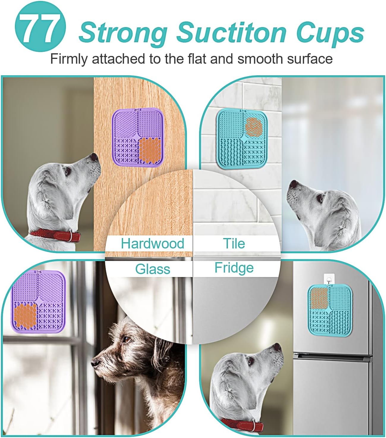 LUKITO Lick Mat for Dogs & Cats 2 Pack with Suction Cups, Dog Lick Mat for Anxiety Relief, Dog Toys to Keep Them Busy, Peanut Butter Licking Pad for Boredom Reducer, Perfect for Bathing Grooming - Happypetzone.online - Image 2