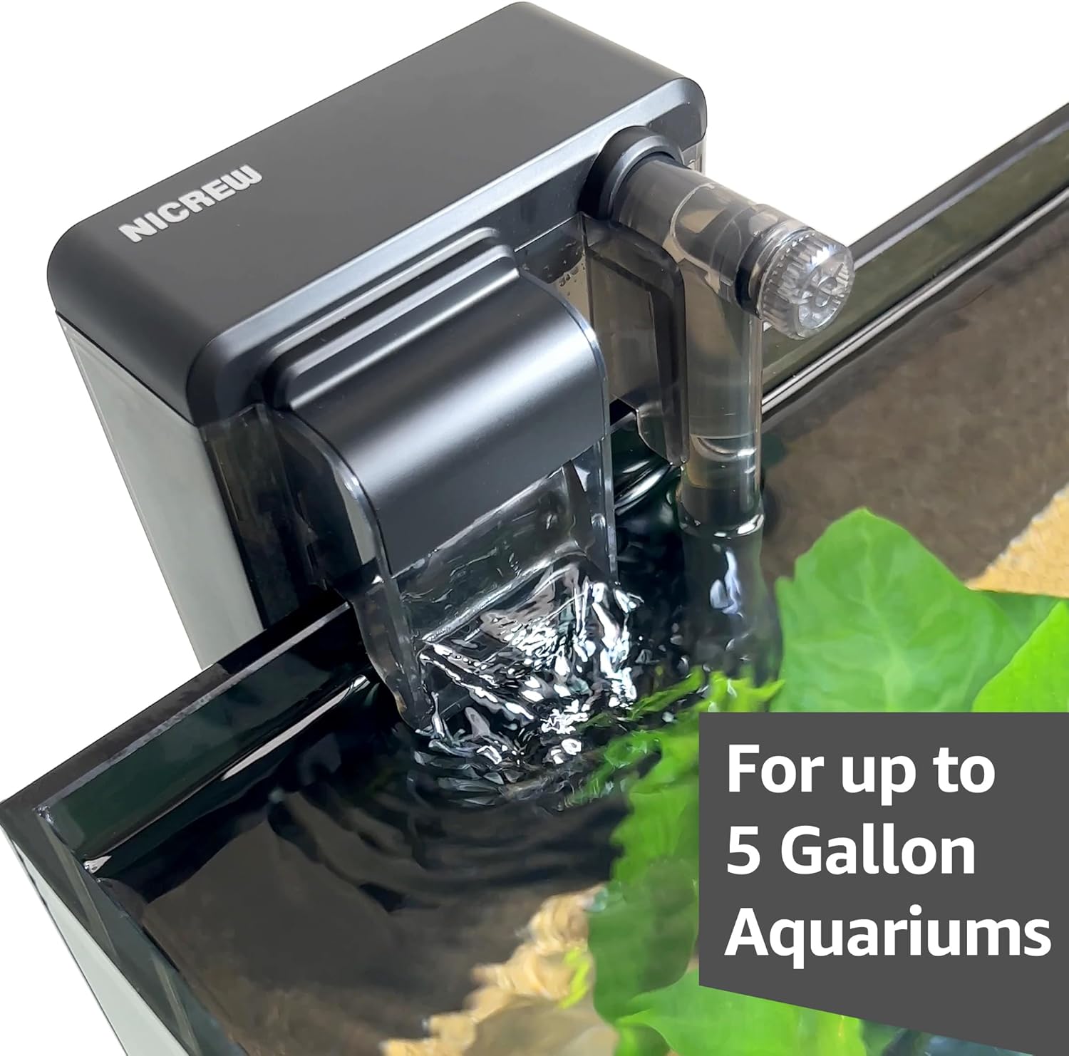 NICREW Slim Aquarium Filter, Quiet Fish Tank HOB Filters for up to 5 Gallon Aquariums, Adjustable Flow, 42 GPH, 3W - Happypetzone.online - Image 2