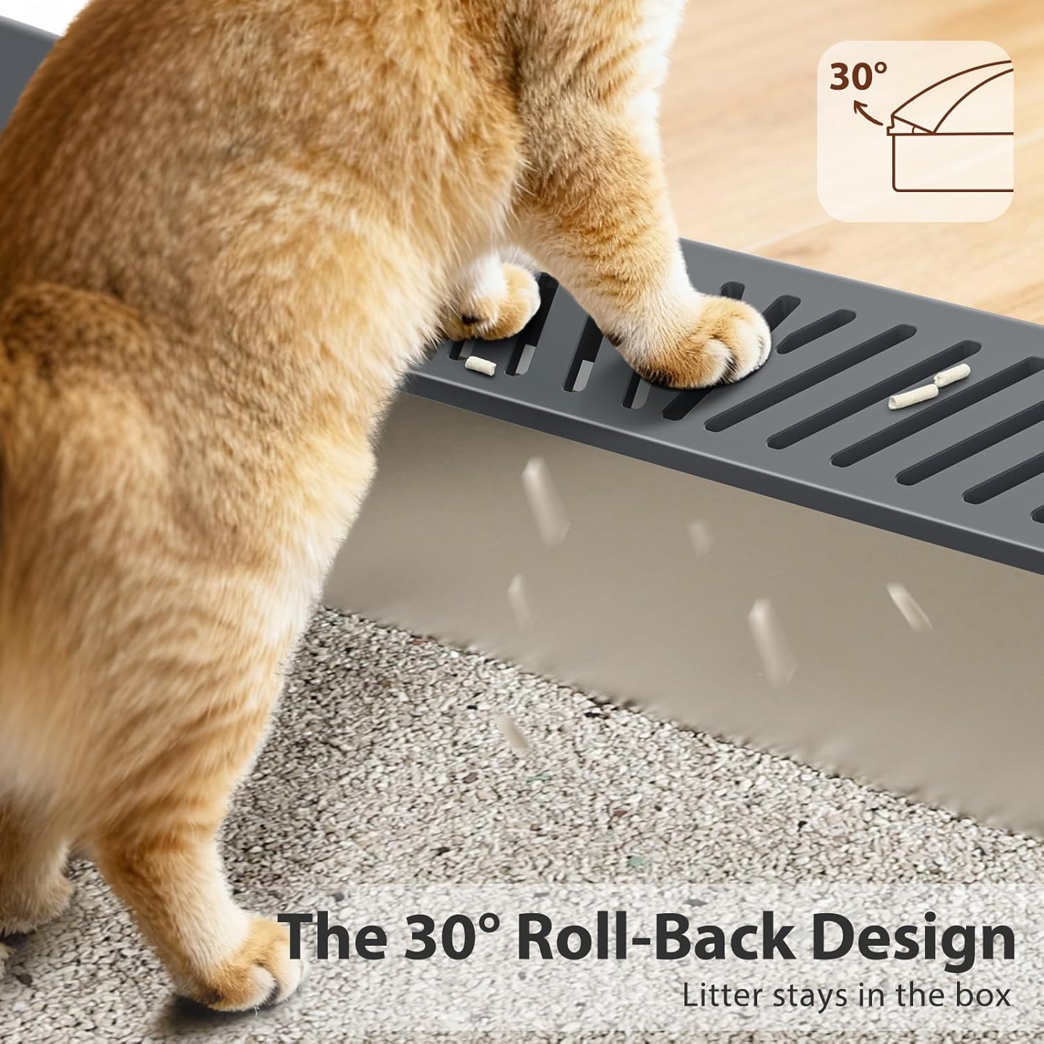 AIPERRO Stainless Steel Litter Box | Metal Kitty Litter Box with Lid High Sided for Small Cats or Injured Cats, Bunny Litter Boxes, Low Entry, Odor-Free, Non-Stick,Includes Scoop (Dark Gray, Small) - Happypetzone.online - Image 6