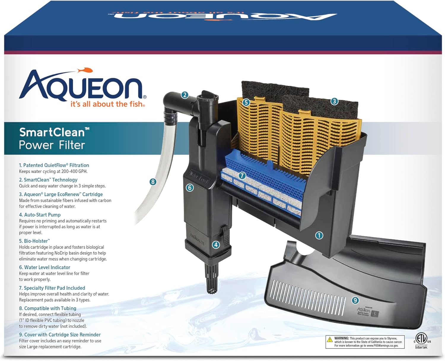 Aqueon SmartClean Power Filter with EcoRenew Filter Cartridge, Quick and Easy Water Changes, Quiet Operation, Adjustable Flow, for 50-90 Gallon Freshwater and Saltwater Aquariums, Large - Happypetzone.online - Image 11