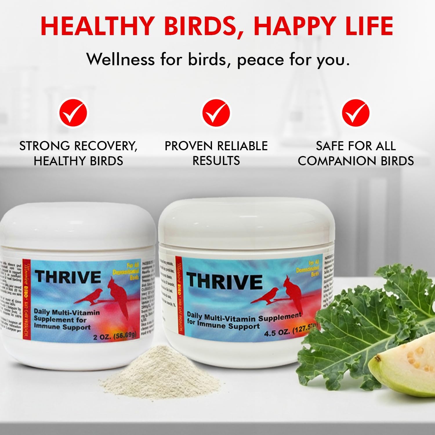 Morning Bird Thrive 2 oz – Daily Multi-Vitamin Bird Supplement for Immune & Recovery Support – Ideal for Sick, Injured, or Recovering Birds – Energy & Wellness Formula for Adult Birds - Happypetzone.online - Image 5