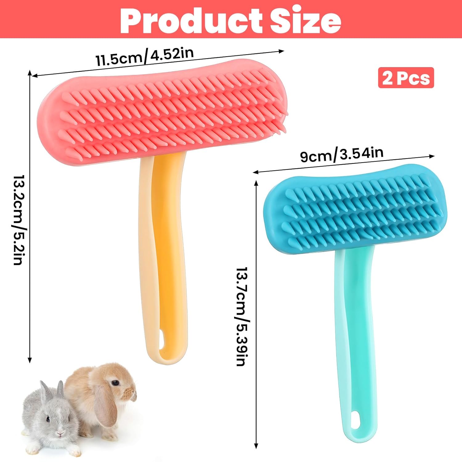 2Pcs Rabbit Brush, Silicone Rabbit Grooming Brush - Small Pets Brushes for Kittens Puppy Rabbits Guinea Pigs Shedding Bath & Massage Comb - Happypetzone.online - Image 2
