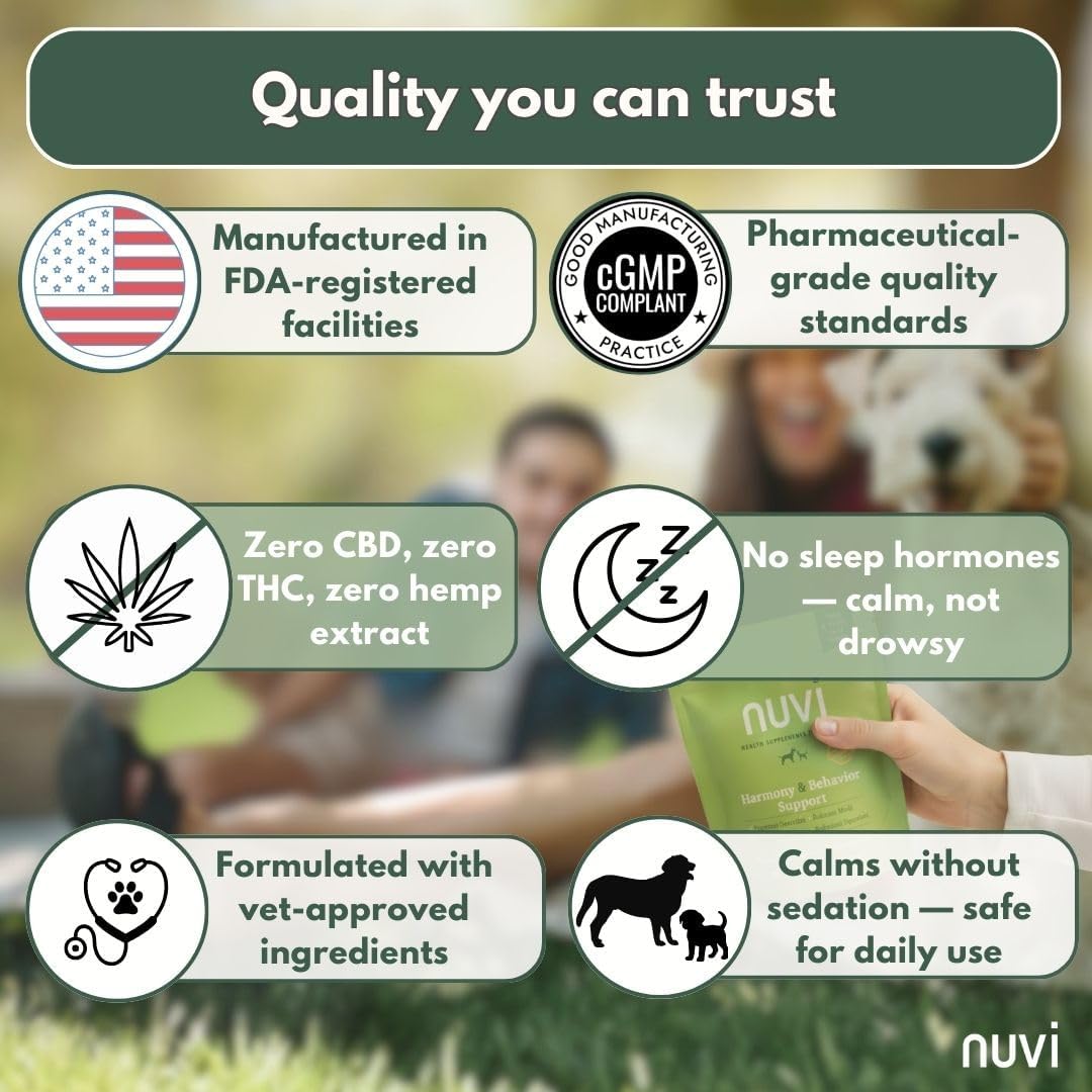 Nuvi Calming Chews for Dogs — Anxiety & Stress Relief Soft Chews | Non-Drowsy, Vet-Recommended Ingredients | Separation Anxiety, Fireworks, Travel | 90 Count - Happypetzone.online - Image 7