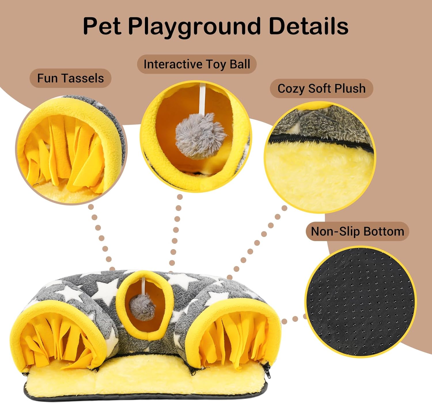 Avont Guinea Pig Hideout Tunnel, Large Hideaway Play Tube Toys Mat for Small Animal Dwarf Rabbits Bunny Chinchillas Hamsters Hedgehogs Ferrets Bearded Dragons and Rats -Star - Happypetzone.online - Image 3