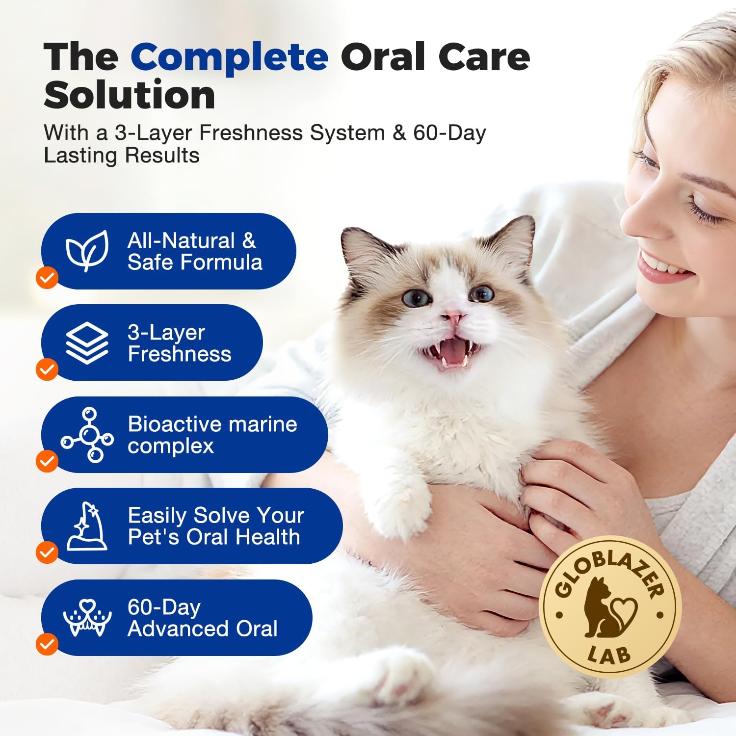 Cat Dental Powder - Freshens Breath, Removes Plaque & Tartar, Prevents Gum Disease - All-Natural Ingredients, No Artificial Additives(1.5g* 60 Pcs) - Happypetzone.online - Image 3