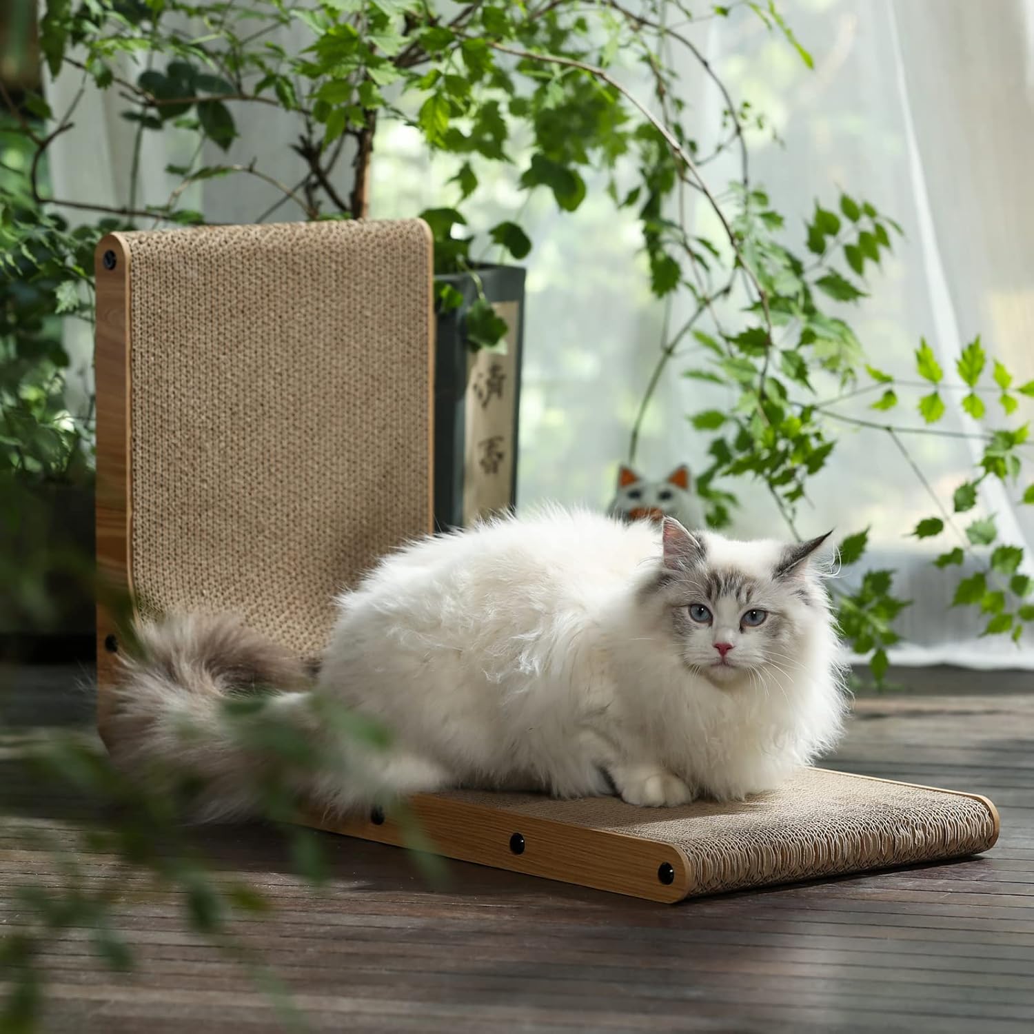 FUKUMARU Cat Scratcher, 26.8 Inch L Shape Cat Scratch Pad Wall Mounted, Cat Scratching Cardboard with Ball Toy for Indoor Cats, Large Size - Happypetzone.online - Image 5