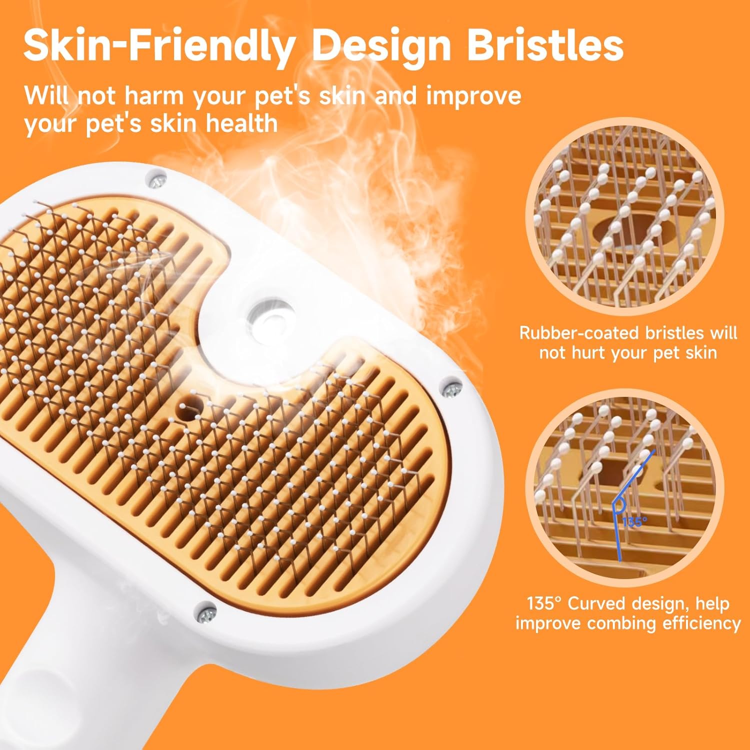 Pet Steam Brush for Dog & Cat – 3-in-1 Spray Hair Removal Comb for Shedding & Grooming, Softens Fur & Reduces Static – Water Brush for Long & Short Coats, Bath-Hating Pets, Includes Waterless Shampoo - Happypetzone.online - Image 6