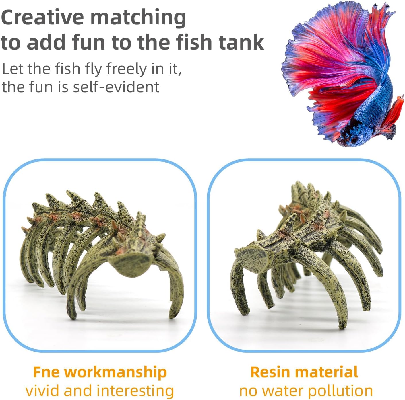 relaqcc Aquarium Skull Animal Skeletons, Reptile Tank Accessories, Fish Tank Decorations for Amphibians, Betta Fish, Shrimp, Hermit Crab, Leopard Gecko - Happypetzone.online - Image 7