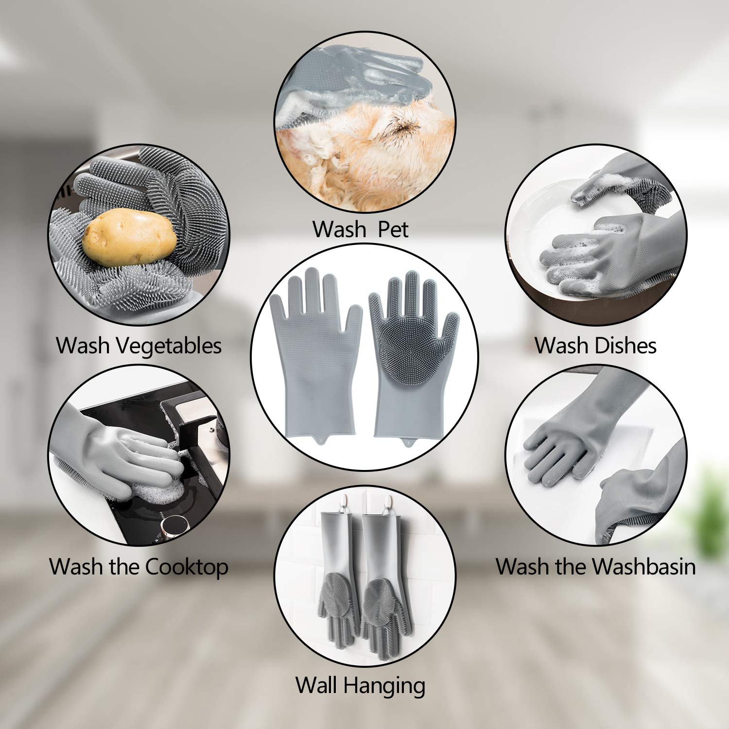 Pet Grooming Gloves - Gentle Dog Bathing Shampoo Brush - Massage Mitt with Enhanced Five Finger Design - Efficient Deshedding Glove for Dogs, Cats, Rabbits and Horses - 1 Pack - Happypetzone.online - Image 6