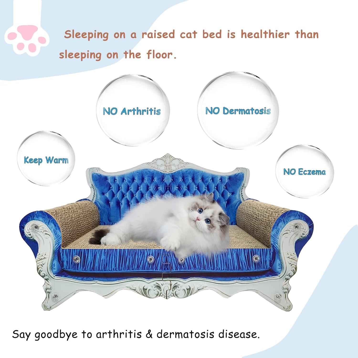 Luxury Cardboard Cat Scratcher Sofa Bed, Couch Shaped Cat Scratching Board, Scratch Lounge with Catnip, Scratcher for Indoor Cats Kittens Kitties - Happypetzone.online - Image 5