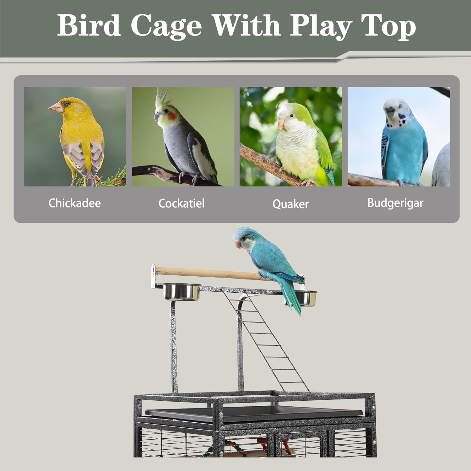 68" Double Bird Cage,Stackable Divided Parakeet Cage, Parrot Cages for Medium Birds with Bird cage Toys,Birdcage Seed Catcher,for Cockatiels Canaries Lovebirds Finches Budgies Small Parrots - Happypetzone.online - Image 9