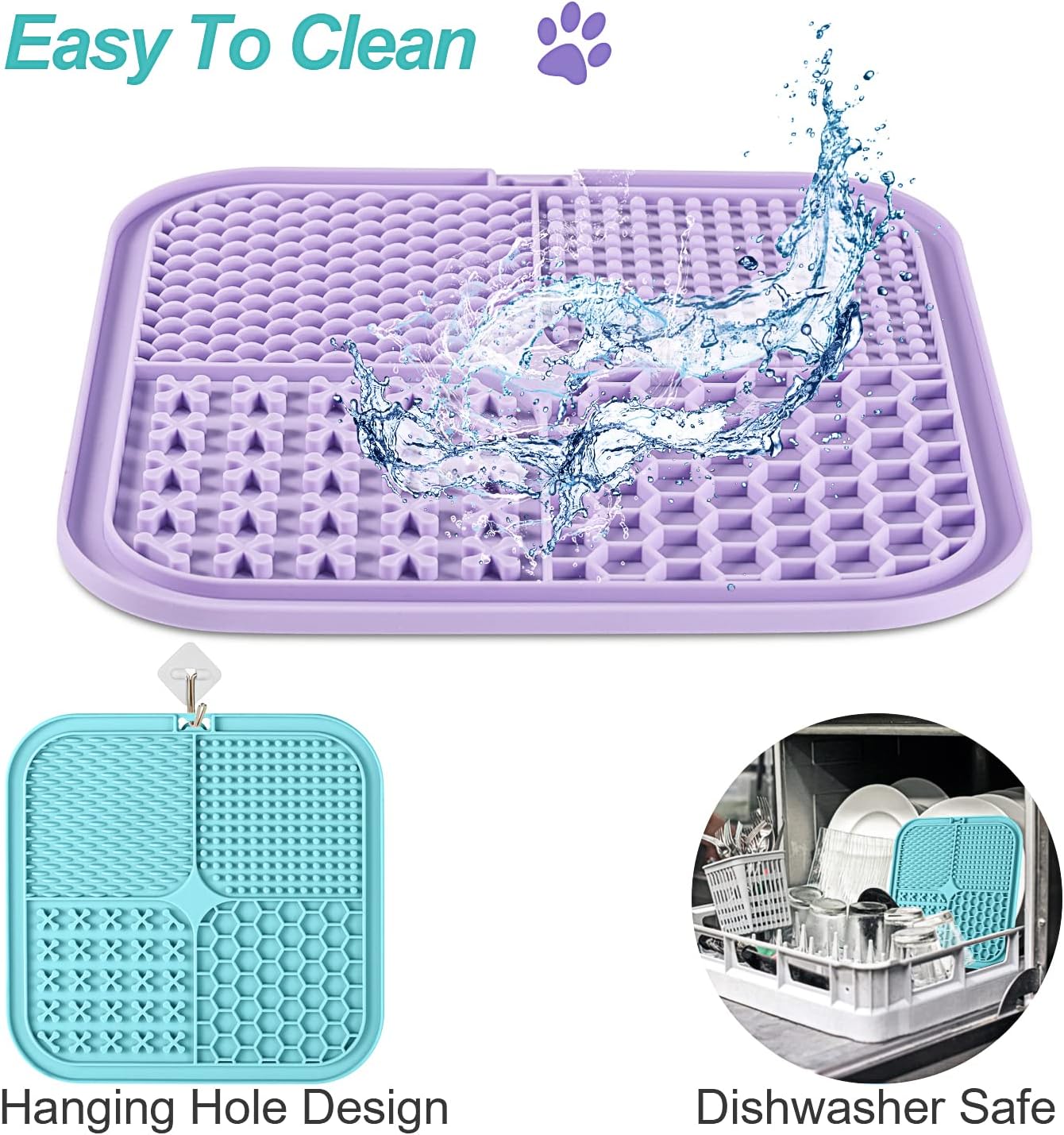 LUKITO Lick Mat for Dogs & Cats 2 Pack with Suction Cups, Dog Lick Mat for Anxiety Relief, Dog Toys to Keep Them Busy, Peanut Butter Licking Pad for Boredom Reducer, Perfect for Bathing Grooming - Happypetzone.online - Image 7