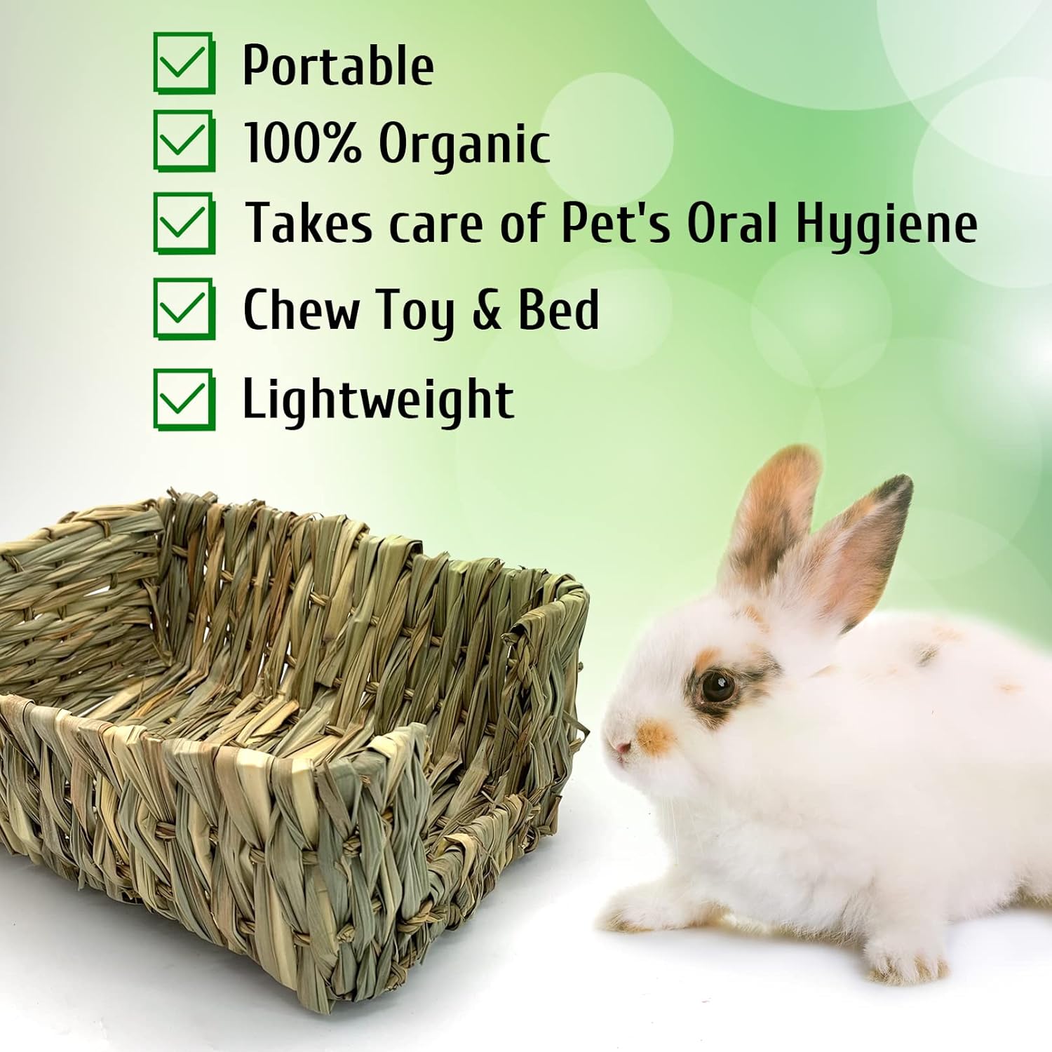 Hamiledyi Rabbit Grass Bed for Bunny, 12 Pcs Pet Bunny Chew Toys Natural Hand-Made Woven Hay Mat Hamster Grass Basket Small Animals Bedding for Guinea Pig Chinchilla Ferret Gerbil Rat - Happypetzone.online - Image 3