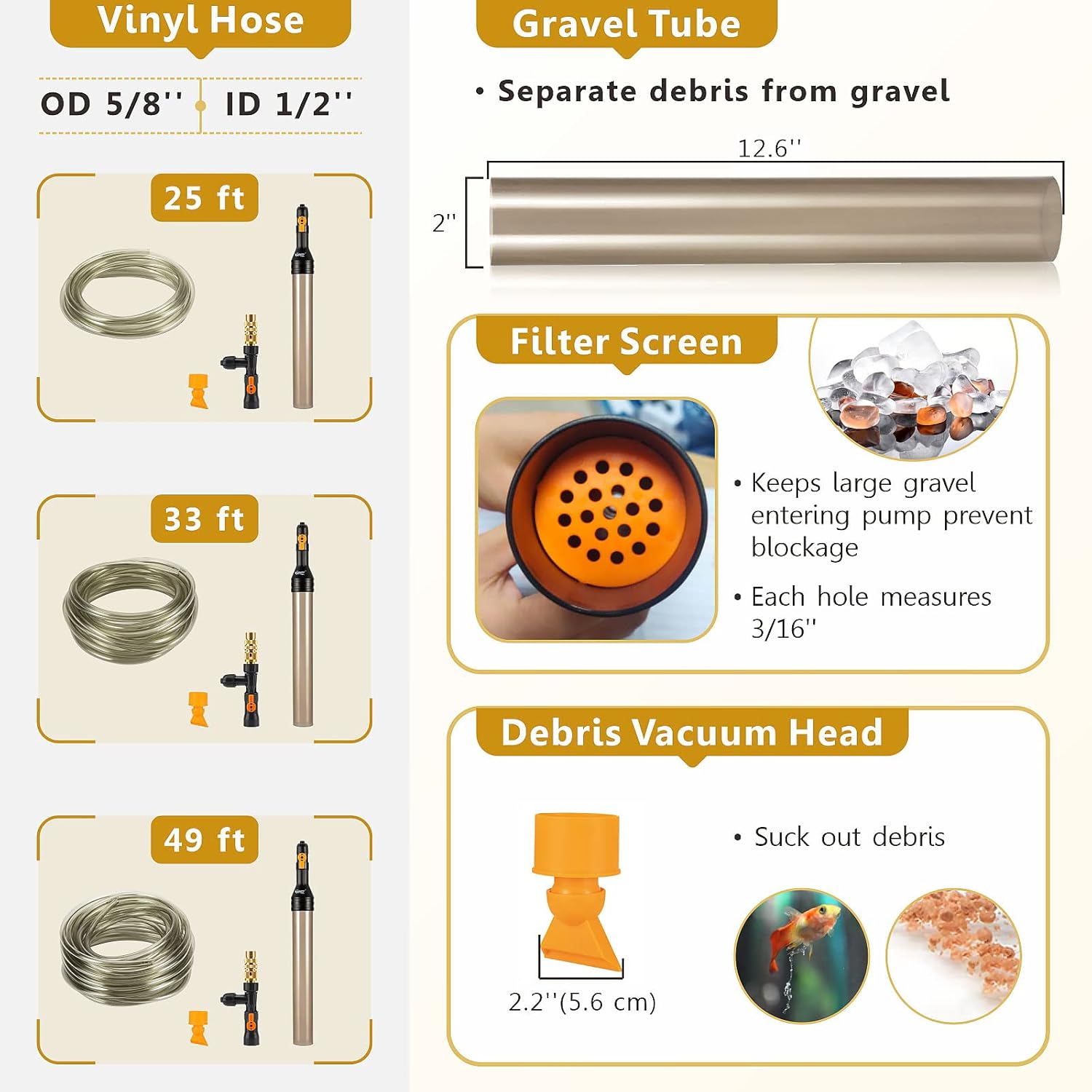 hygger Bucket-Free Aquarium Water Change Kit Metal Faucet Connector Fish Tank Vacuum Siphon Gravel Cleaner with Long Hose 25FT Drain & Fill - Happypetzone.online - Image 6