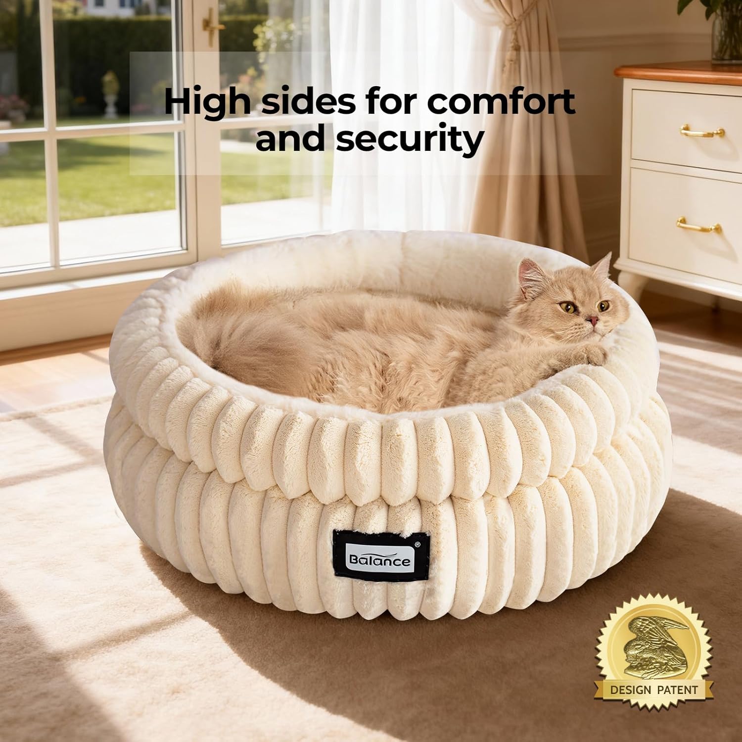 BALANCE Cat Bed Kitten Bed, Washable Round Cat Beds for Indoor Cats,Super Soft Plush Faux Fur Pet Bed for Puppy and Kitten with Anti-Slip Bottom - Happypetzone.online - Image 2
