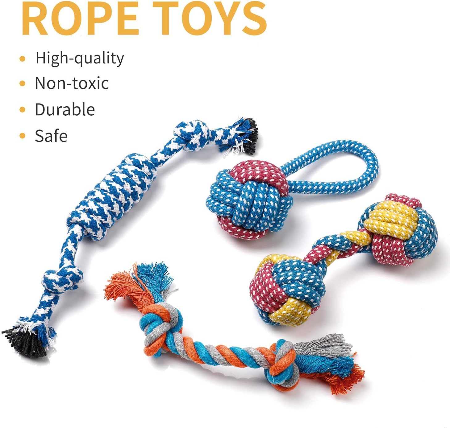 Toozey 7 Pack Small Dog Toys, Puppy Teething Toys, Durable Ropes Chew Toys, Cute Calf Squeaky Dog Toys, Non-Toxic and Safe - Happypetzone.online - Image 3