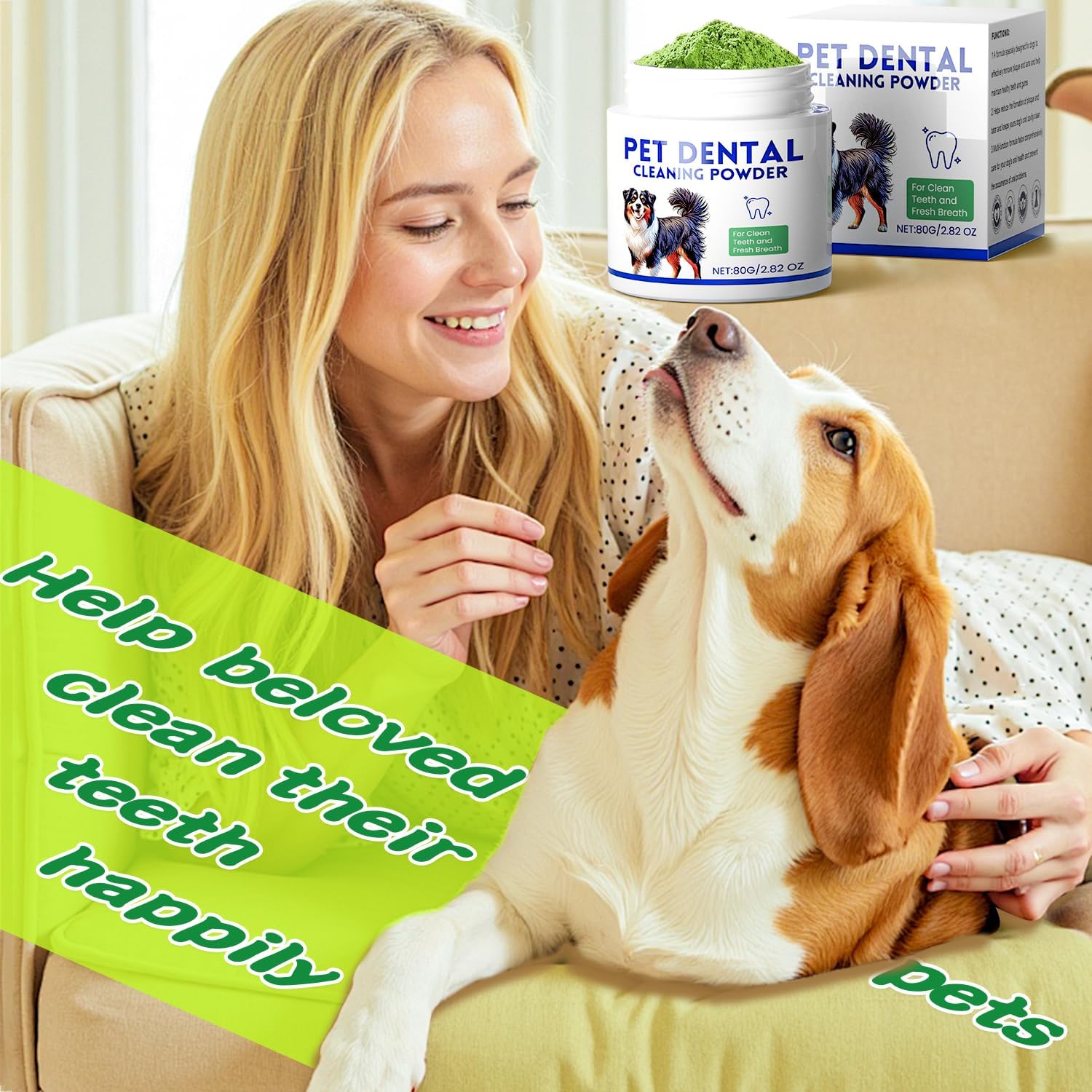 Mimo Style Dog Dental Powder, Dog Teeth Cleaning Powder, Targets Tartar & Reduces Plaque & Bad Breath - Teeth Cleaning Made Easy Eliminate - Meat-Flavored Formulated - Happypetzone.online - Image 5