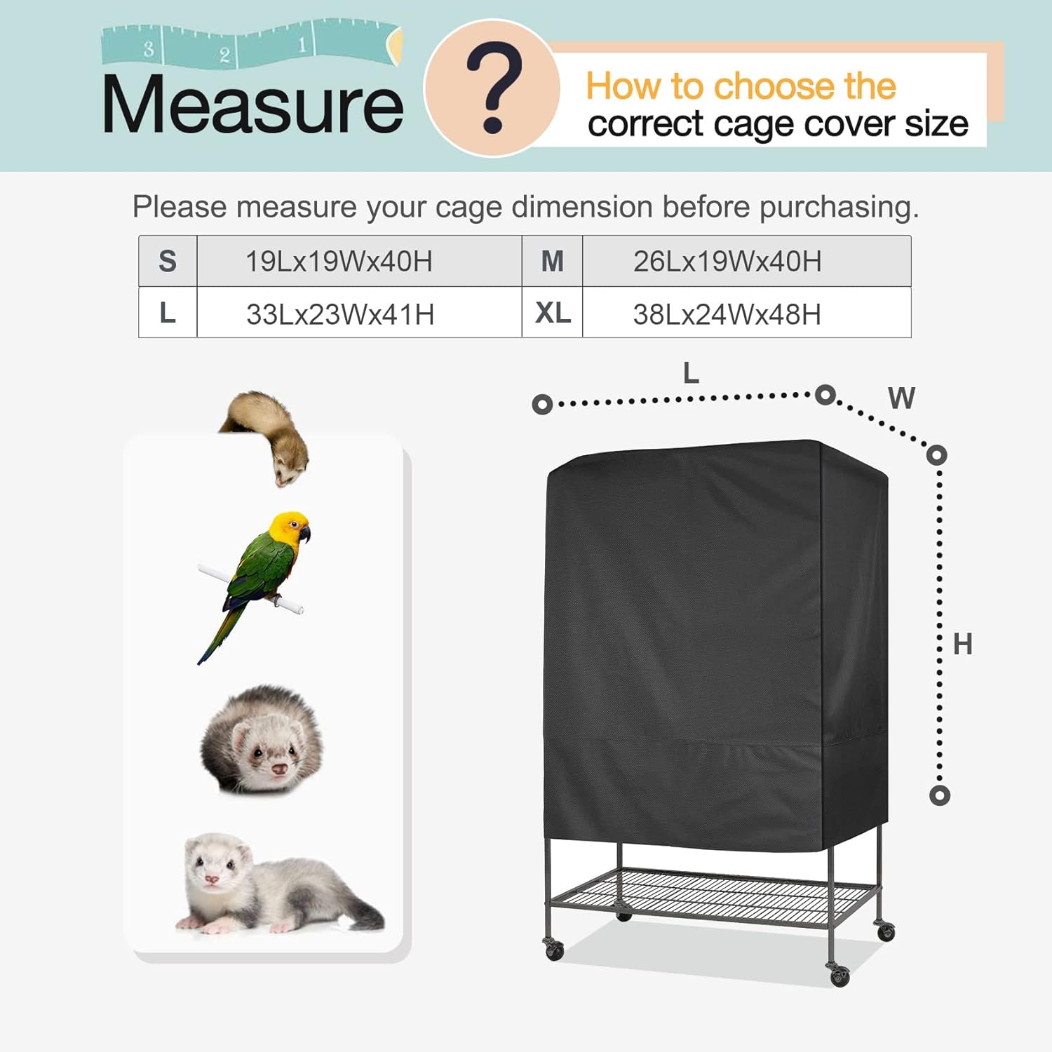 Explore Land Bird Universal Pet Cage Cover Good Night for Cats, Mink, Totoro, Parakeet, Parrot and Small Animals (Black, L) - Happypetzone.online - Image 2