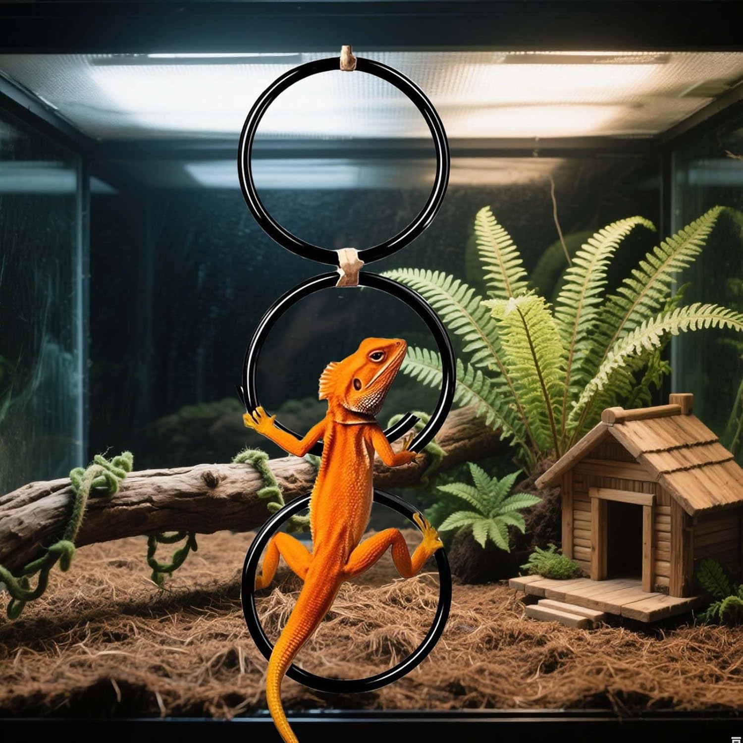 2 Pack Snake Climbing Rings for Ball Python & Corn Snake,Reptile Enrichment Toys for Snake,Ball Python Tank Decor, Reptile Tank Accessories for Bearded Dragon,Chameleon, Iguana, Gecko, Lizard (Black) - Happypetzone.online - Image 6