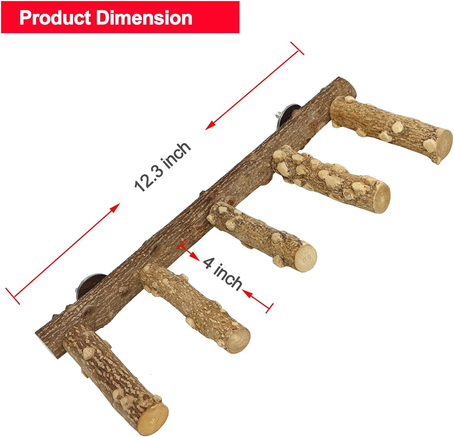 Bird Ladder Perch Cage Nature Wood Stand Parrot Chew Toy for Small Medium Parrot Animal (M) (Bird Ladder) - Happypetzone.online - Image 2