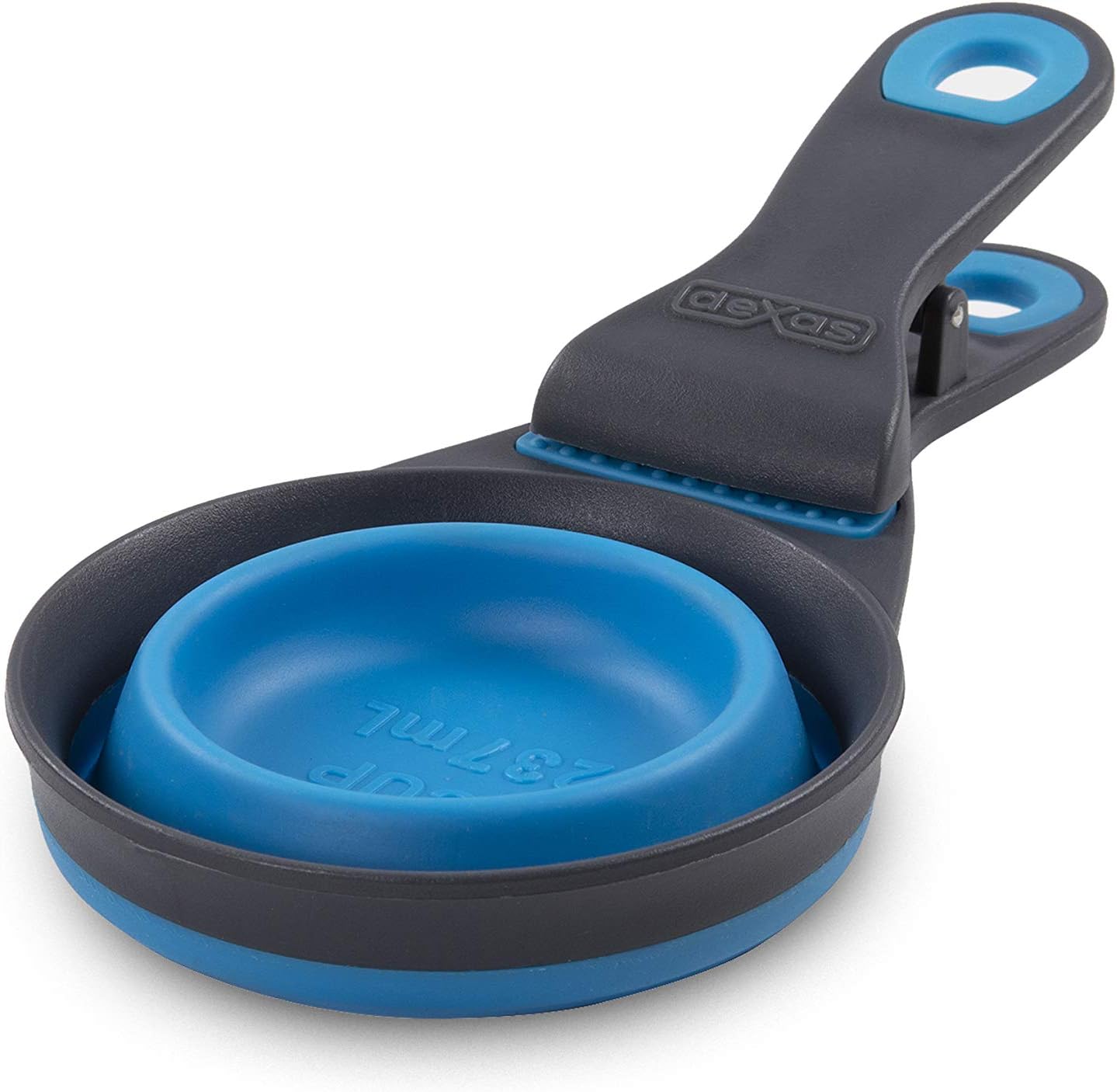 Dexas Pets Collapsible KlipScoop Collapsible Dry Dog Food Scoop and Dog Food Bag Clip, 1 Cup Capacity, Pro Blue - Happypetzone.online - Image 2