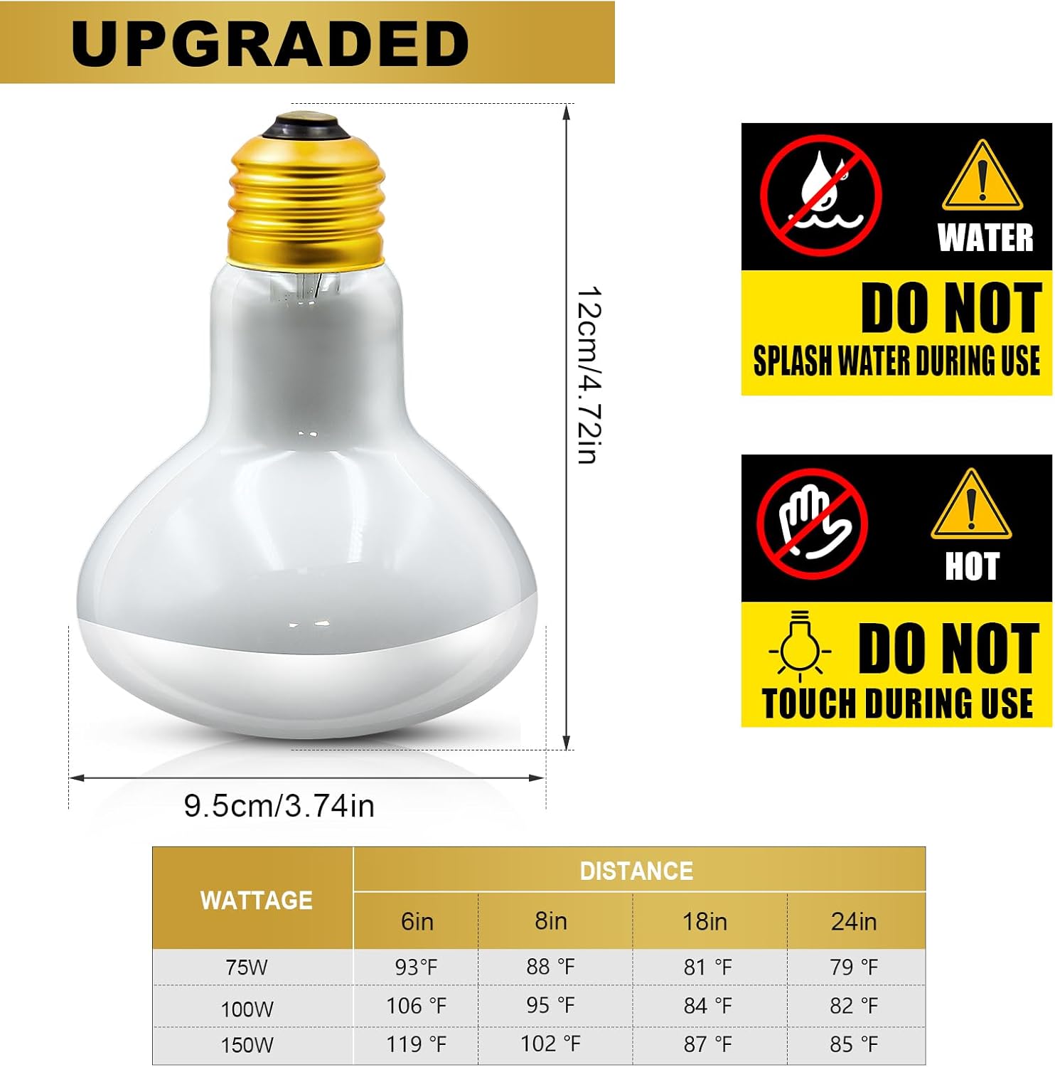 MIXJOY 150W Reptile Heat Lamp Bulbs, 2Pack Heat Lamp Bulbs for Reptiles Basking Bulbs UVA Daylight Basking Light Amphibians Heating Lamp Emitter for Lizard, Tortoise, Bearded Dragon Gecko, Chicken - Happypetzone.online - Image 5