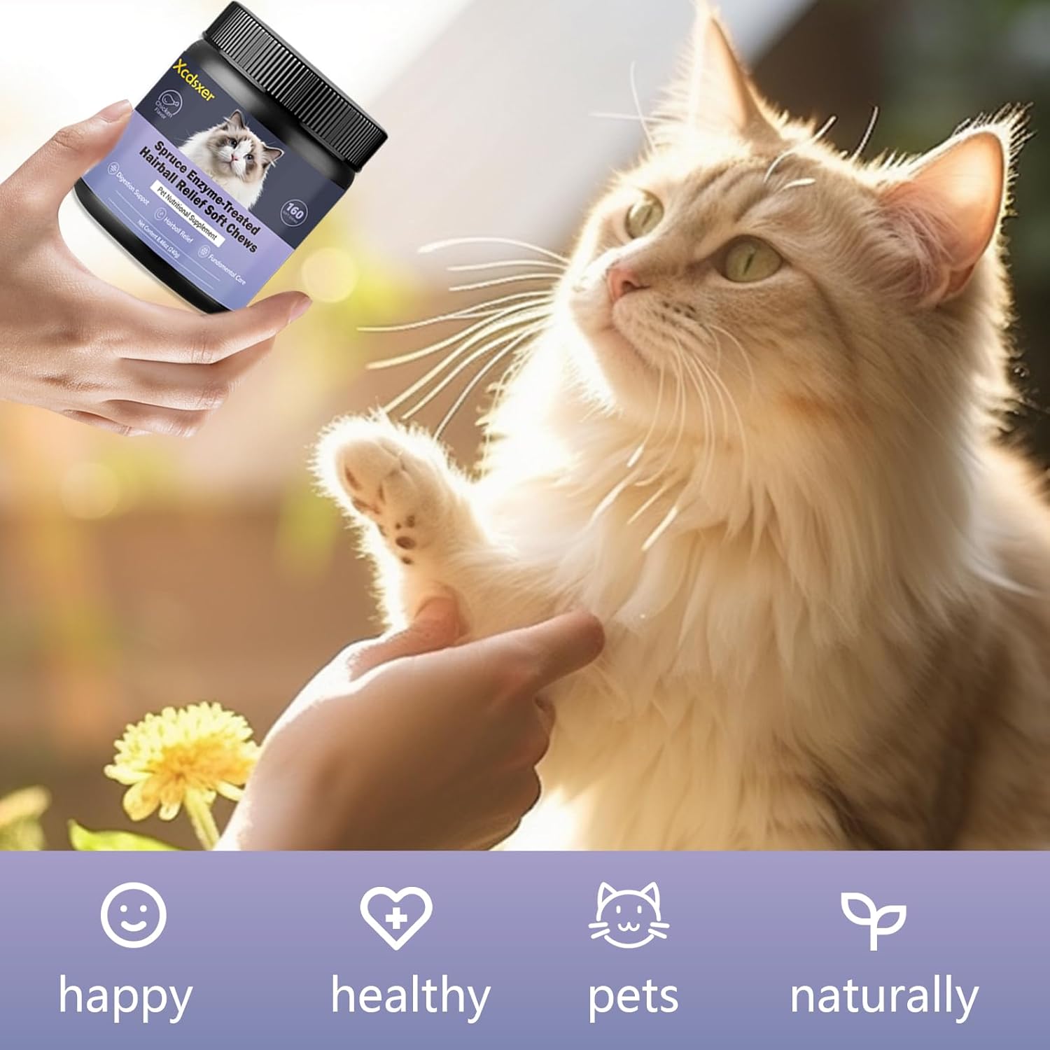 Hairball Control Soft Chews for Cats, Chicken Flavor - Reduces Hairballs & Shedding, Supports Skin & Coat Health, with Apple Pomace & Psyllium Husk, for All Ages - Happypetzone.online - Image 8