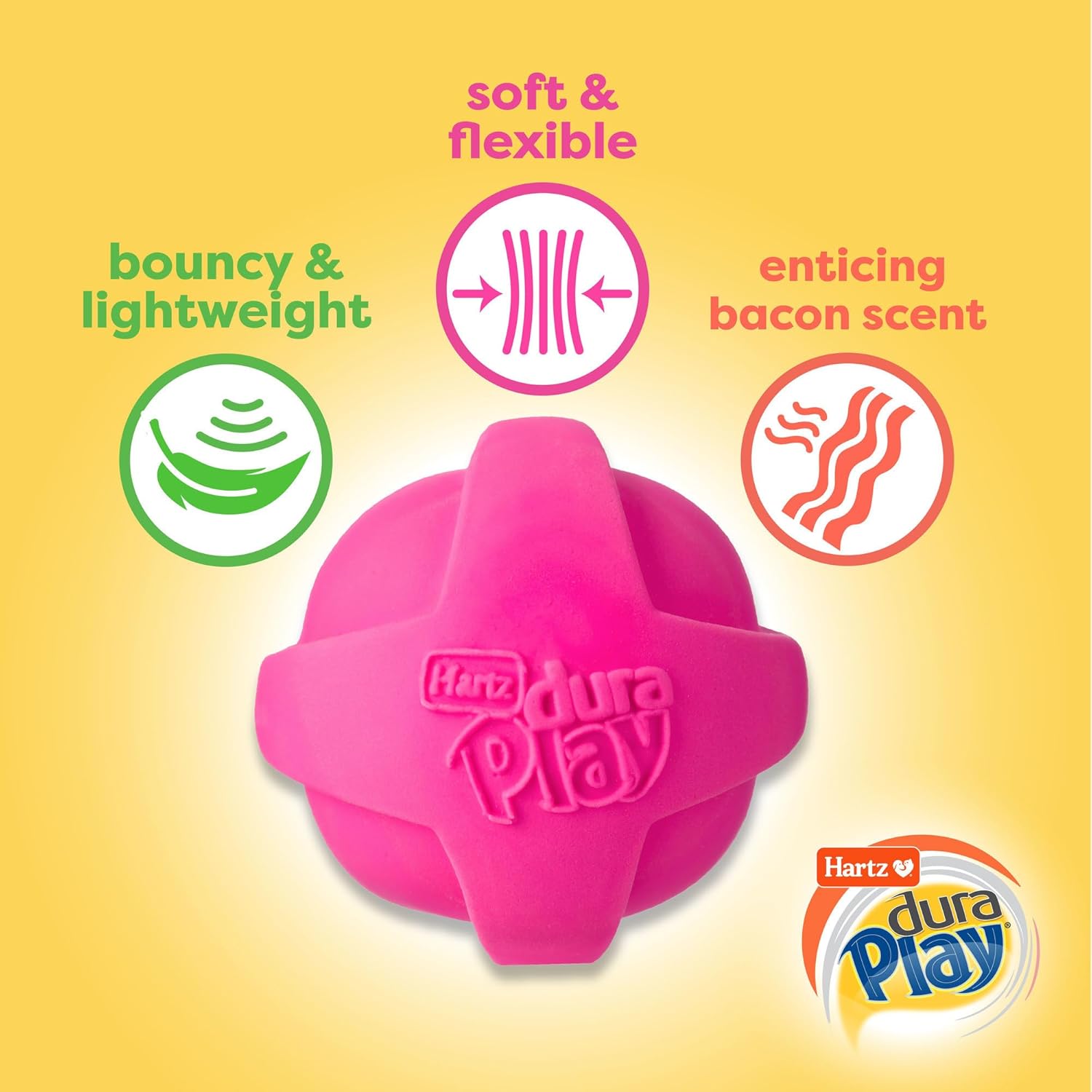 Hartz DuraPlay Bacon Scented Dog Toys, Small (Assorted Color) - Happypetzone.online - Image 3