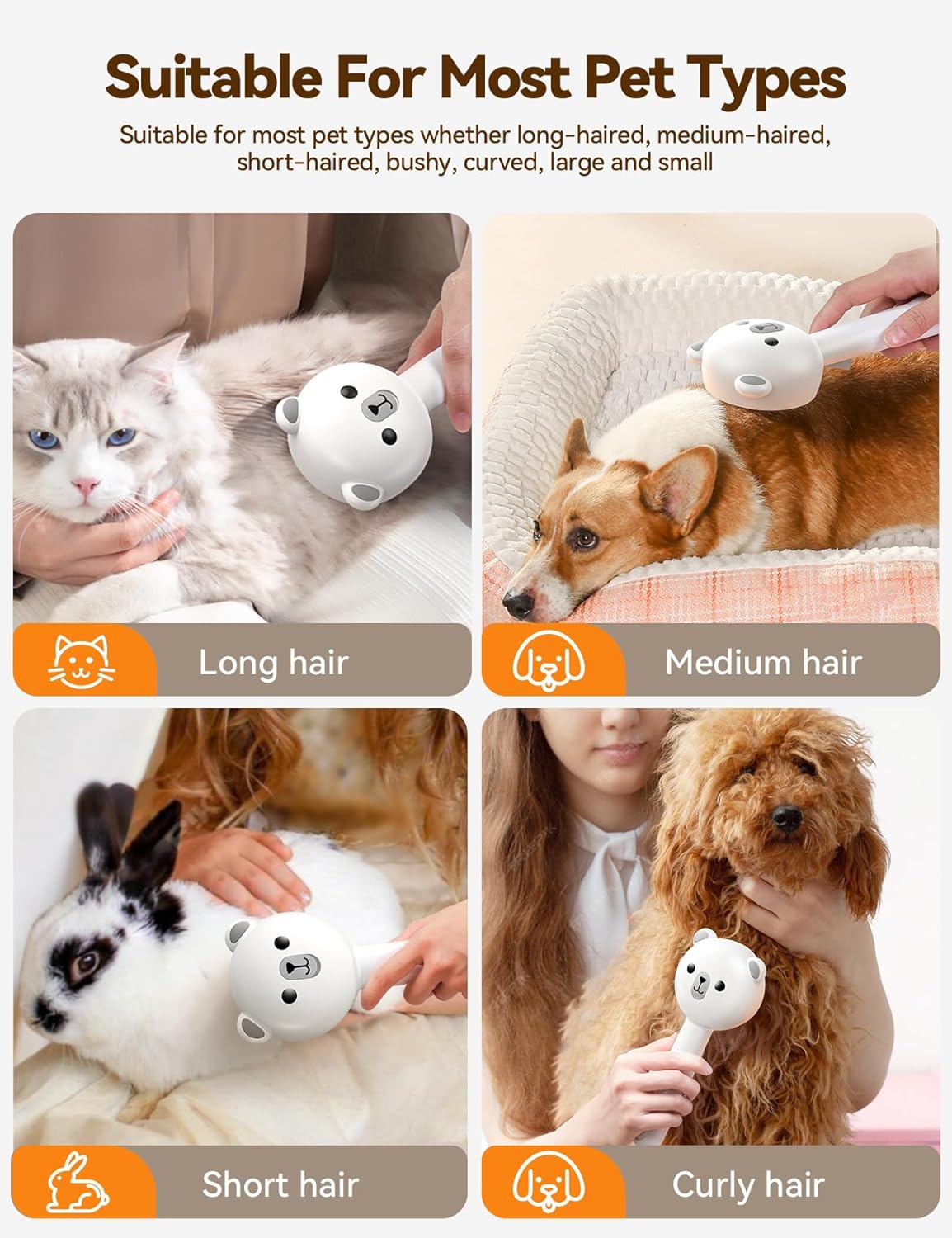 Cat Steam Brush, Brushes for Indoor Cats with Release Button, Dual Speed Spray USB Rechargeable Grooming Supplies, Cat Brush for Shedding Suitable for All Long-haired and Short-haired Pets - Happypetzone.online - Image 9