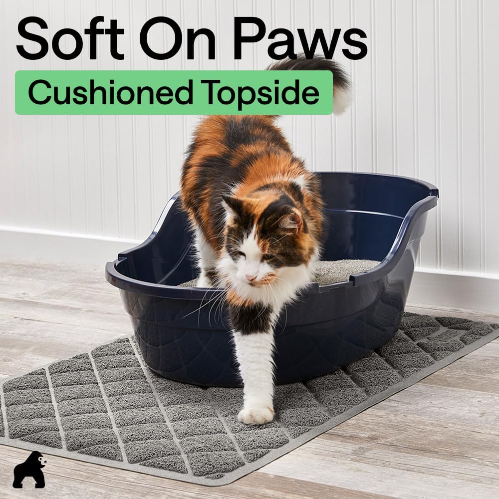 GORILLA GRIP Cat Litter Box Mat, Cushioned Coil Mesh Litter Trapping Mats, Scatter Control Supplies for Less Mess, Phthalate Free, Ultra Deep Catch Grooves, Rinse or Vacuum to Clean, 24x17 Gray - Happypetzone.online - Image 8