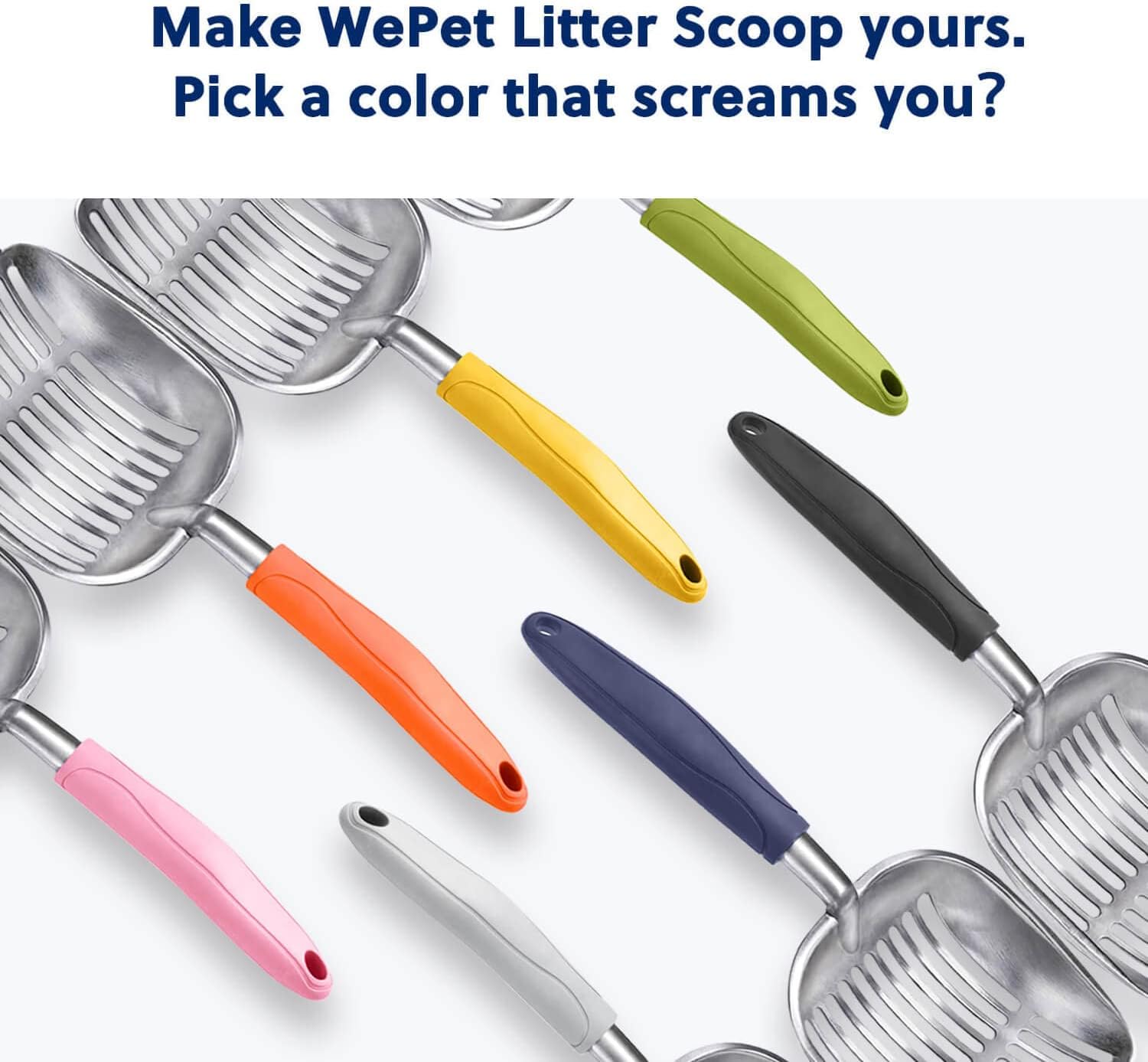 WePet Cat Litter Scoop, Aluminum Alloy Sifter, Kitty Metal Scooper, Deep Shovel, Long Handle, Poop Sifting, Kitten Pooper Lifter, Durable, Heavy Duty, for Litter Box - Happypetzone.online - Image 6