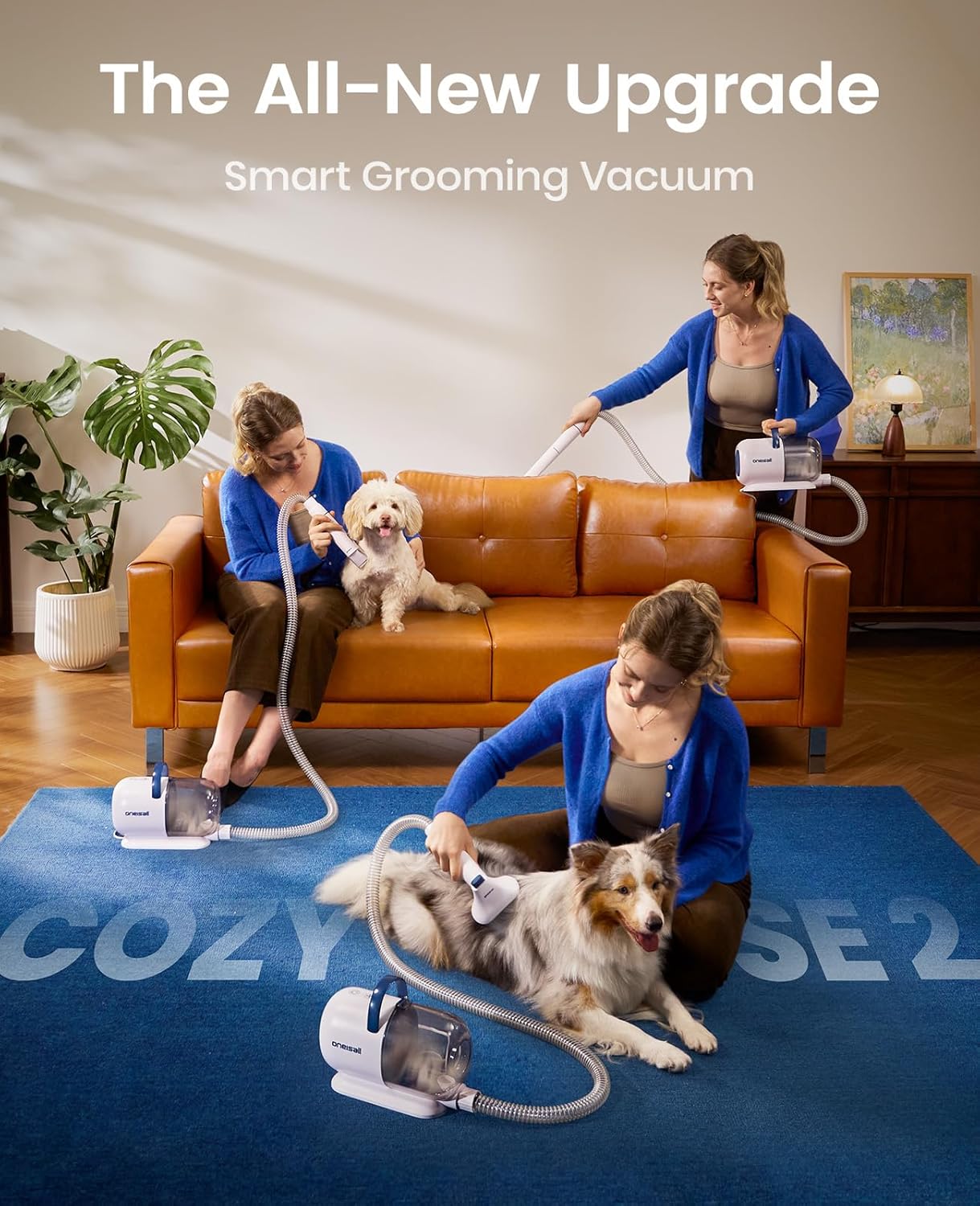 oneisall Dog Grooming Vacuum, 15000Pa Pet Vacuum Kit Shedding 99% Pet Hair, Dog Grooming Clippers with Trimmer Nail Grinder, ≤ 59dB Quiet Brush with 6 Tools, 2L Canister for Home Cleaning,Cozy SE 2 - Happypetzone.online - Image 2