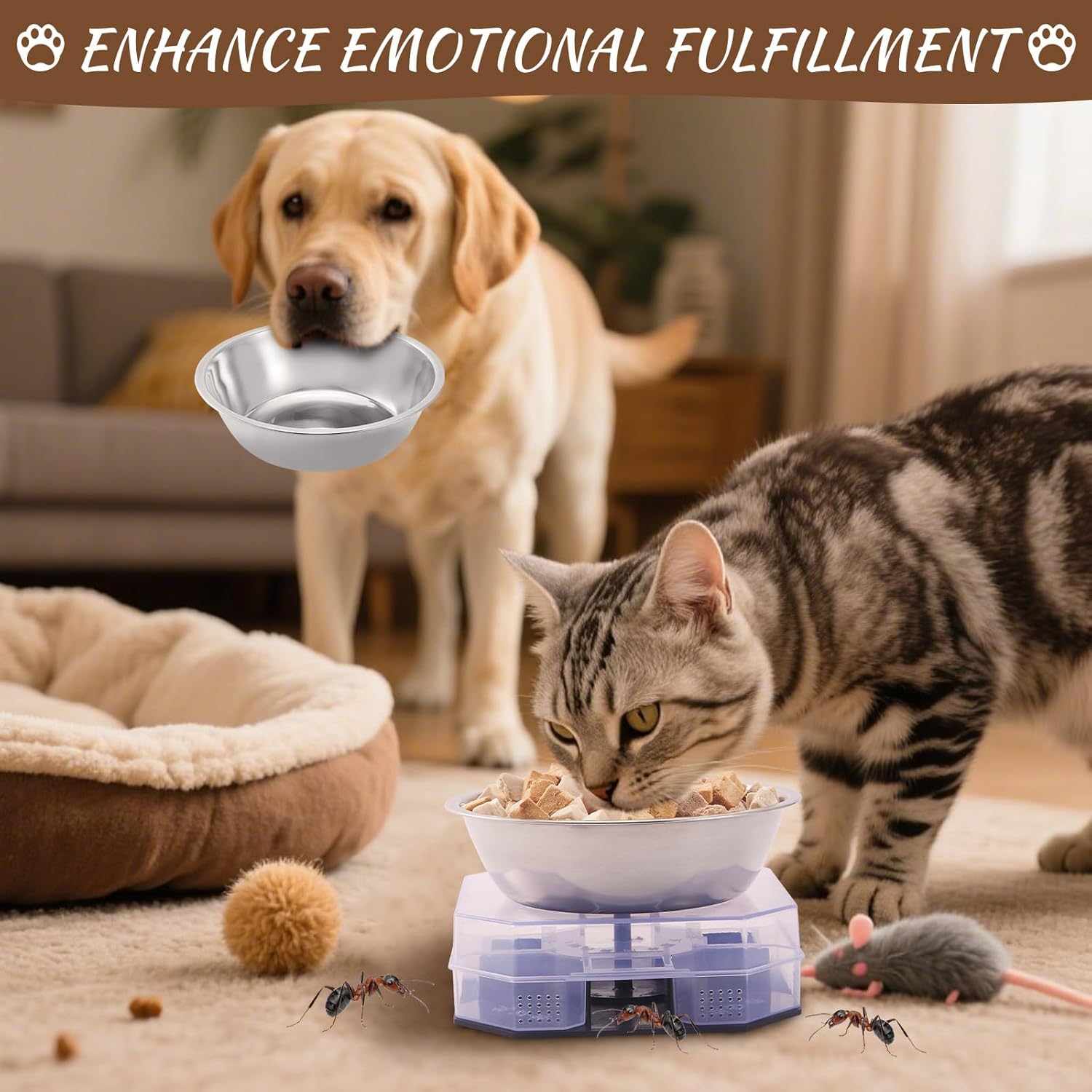 Wellness Pet Food Tray for Ant, Cat Food Bowls Tray Dog Feeding Station Outdoor Feeder Plastic Shelf with Lip for Small Dogs Feral Cats - Happypetzone.online - Image 6