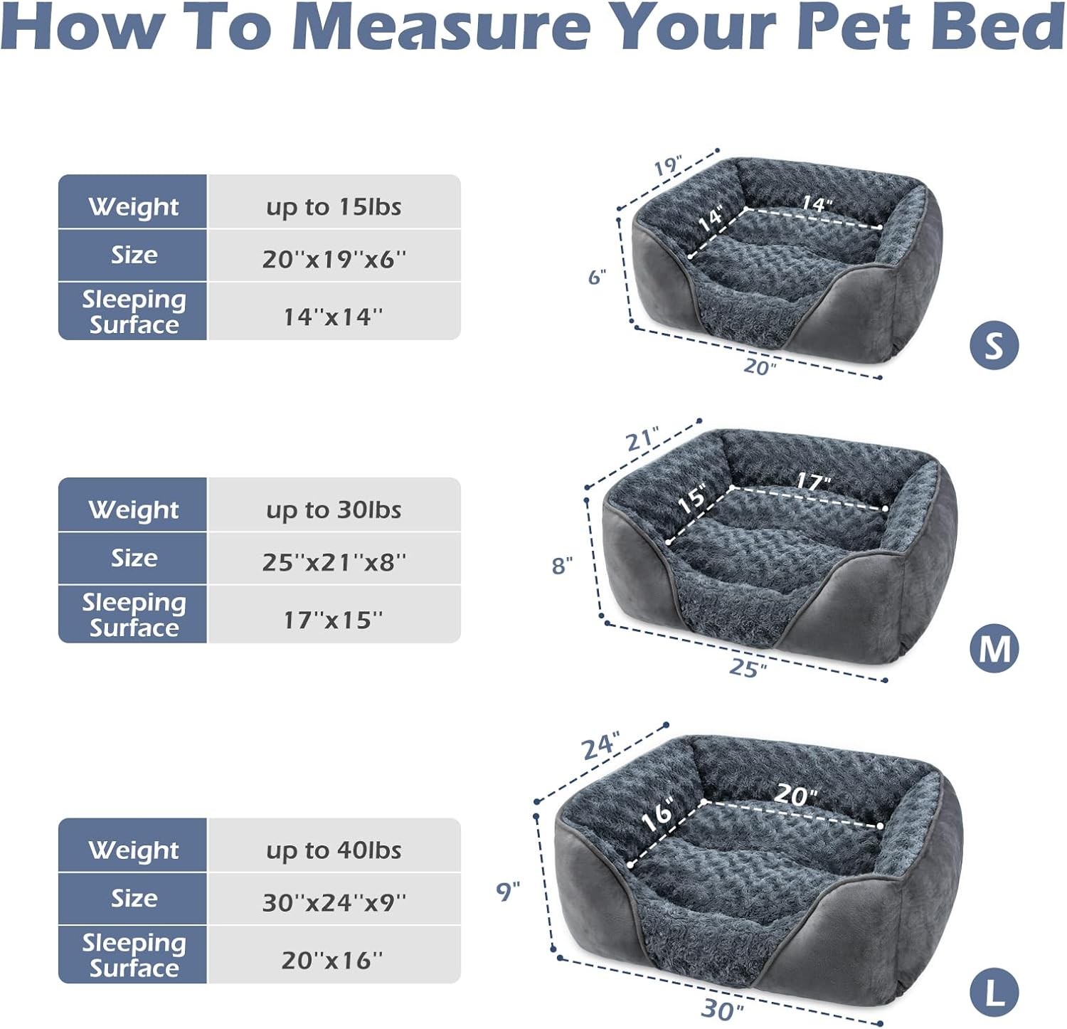 INVENHO Large Dog Bed for Large Medium Small Dogs, Rectangle Washable Orthopedic Dog Bed, Soft Calming Sleeping Puppy Bed Durable Pet Cuddler with Anti-Slip Bottom L(30"x24"x9") - Happypetzone.online - Image 2