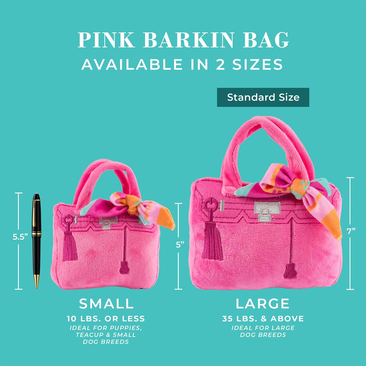 Haute Diggity Dog Barkin Bag with Scarf, Plush Designer Dog Toys with Interactive Squeaker, Stimulating Pet Enrichment, Machine-Washable & Safe Materials for All Breeds, Size Small - Happypetzone.online - Image 3