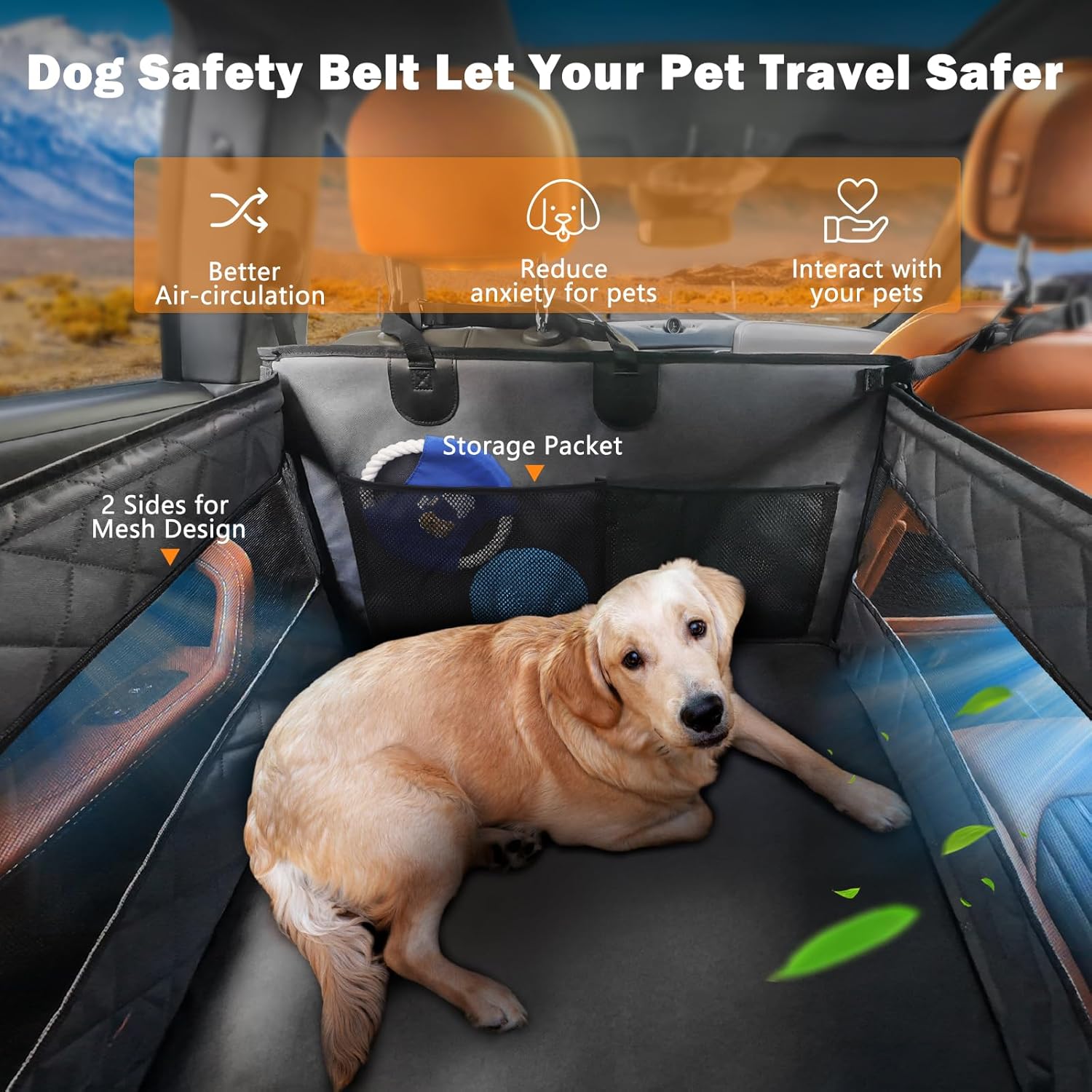 MIXJOY Dog Car Seat for Large Medium Dogs, Back Seat Extender for Pets, Waterproof Pet Carseat for Medium Sized Dog, Hammock for Pet, with Storage Pocket for Cars/SUV/Truck(L-28 * 22 * 20.5in) - Happypetzone.online - Image 6
