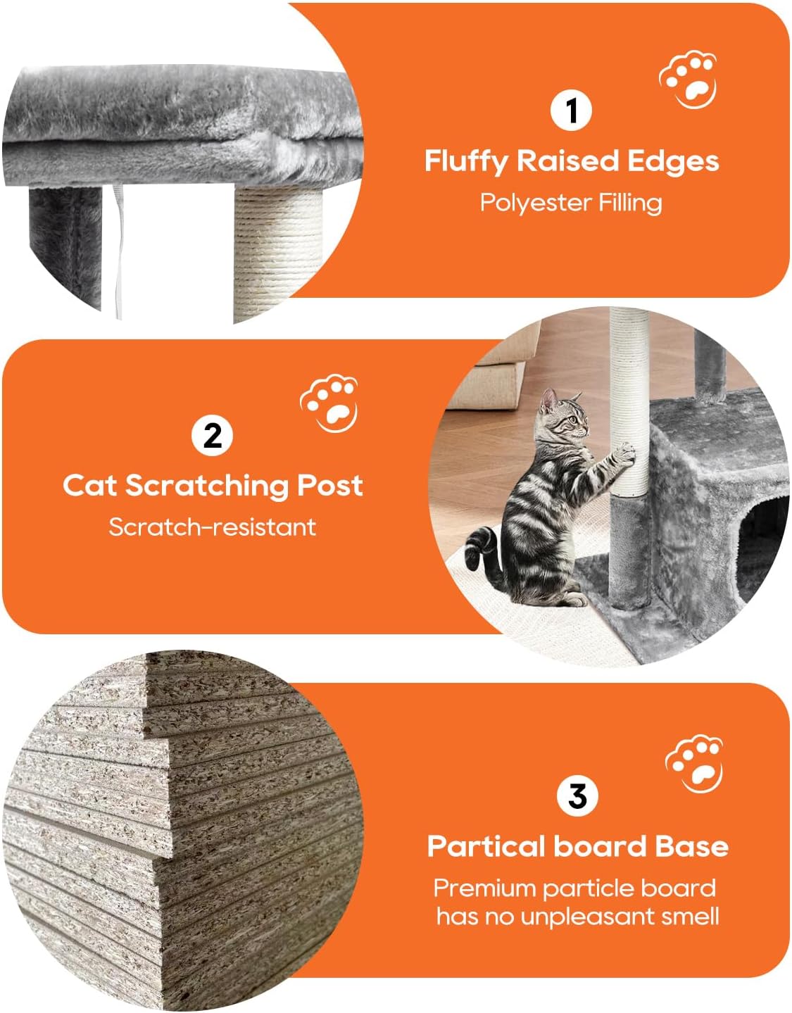 SYANDLVY 27IN Cat Tree for Indoor Cats Large Adult, Modern Activity Tower with Scratching Posts, Condo with Plush Perch, Climbing Stand with Spring Ball for Play, Grey - Happypetzone.online - Image 5