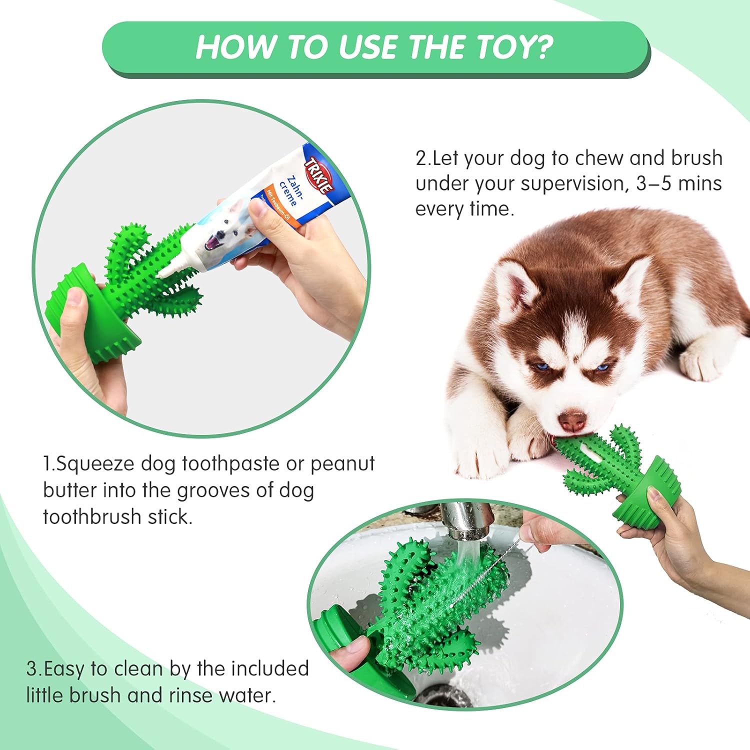 Pamlulu Dog Chew Toys Dog Toothbrush Stick Teeth Cleaning Brush Dental for Medium Large Dog, Puppy Christmas Easter Birthday Gifts, Outdoor Squeaky Toys for Aggressive Chewers Interactive Tough Toys - Happypetzone.online - Image 8