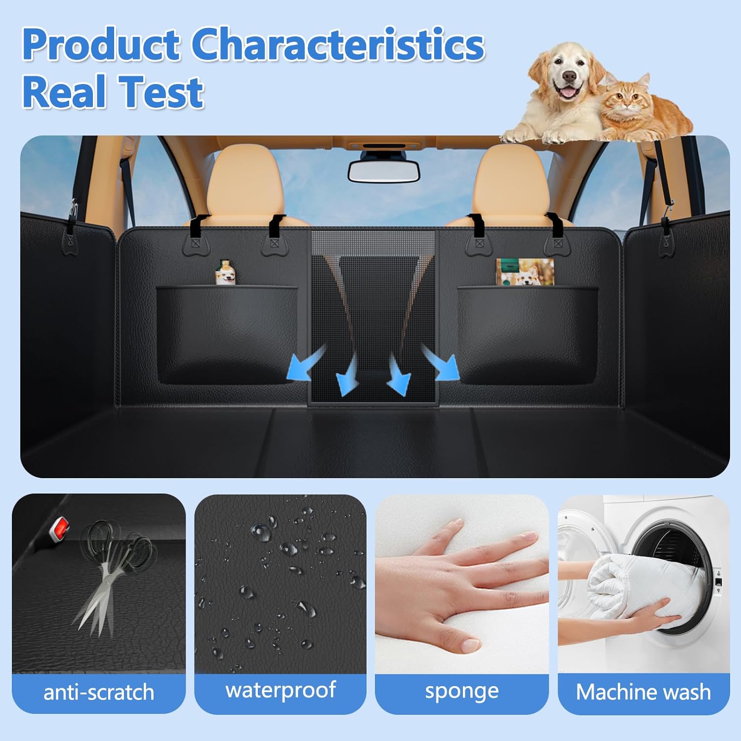 Hard Bottom Dog Car Seat Cover for Back Seat – Waterproof Nonslip Hammock Extender for Trucks & SUVs, Heavy Duty Pet Protector, Black Faux Leather - Happypetzone.online - Image 3