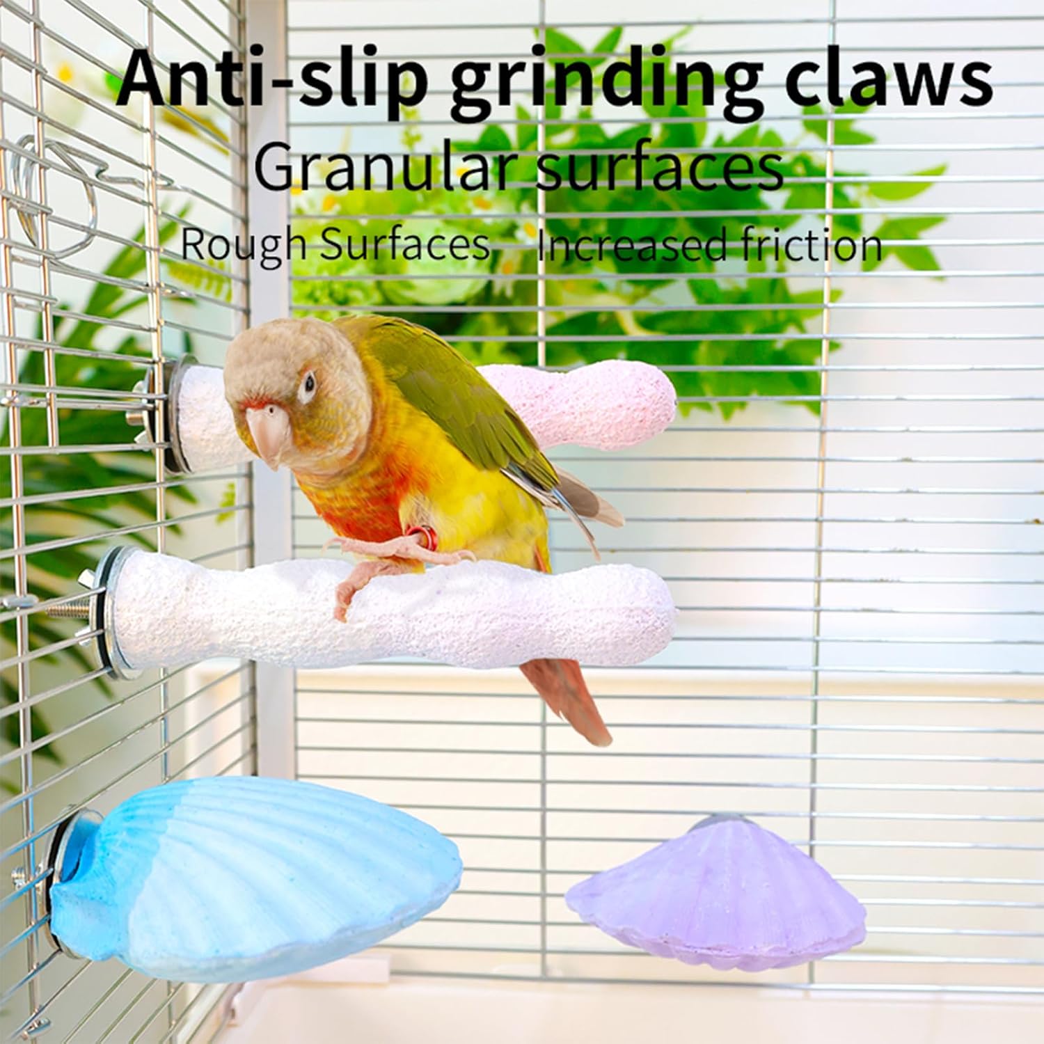 Parrot Perch Bird Perches for Cage Parrot Beak Grinding Stone Rough Surface High Calcium Mineral Colorful Cement Perch Bird Cage Accessories (Purple, Coral) - Happypetzone.online - Image 4