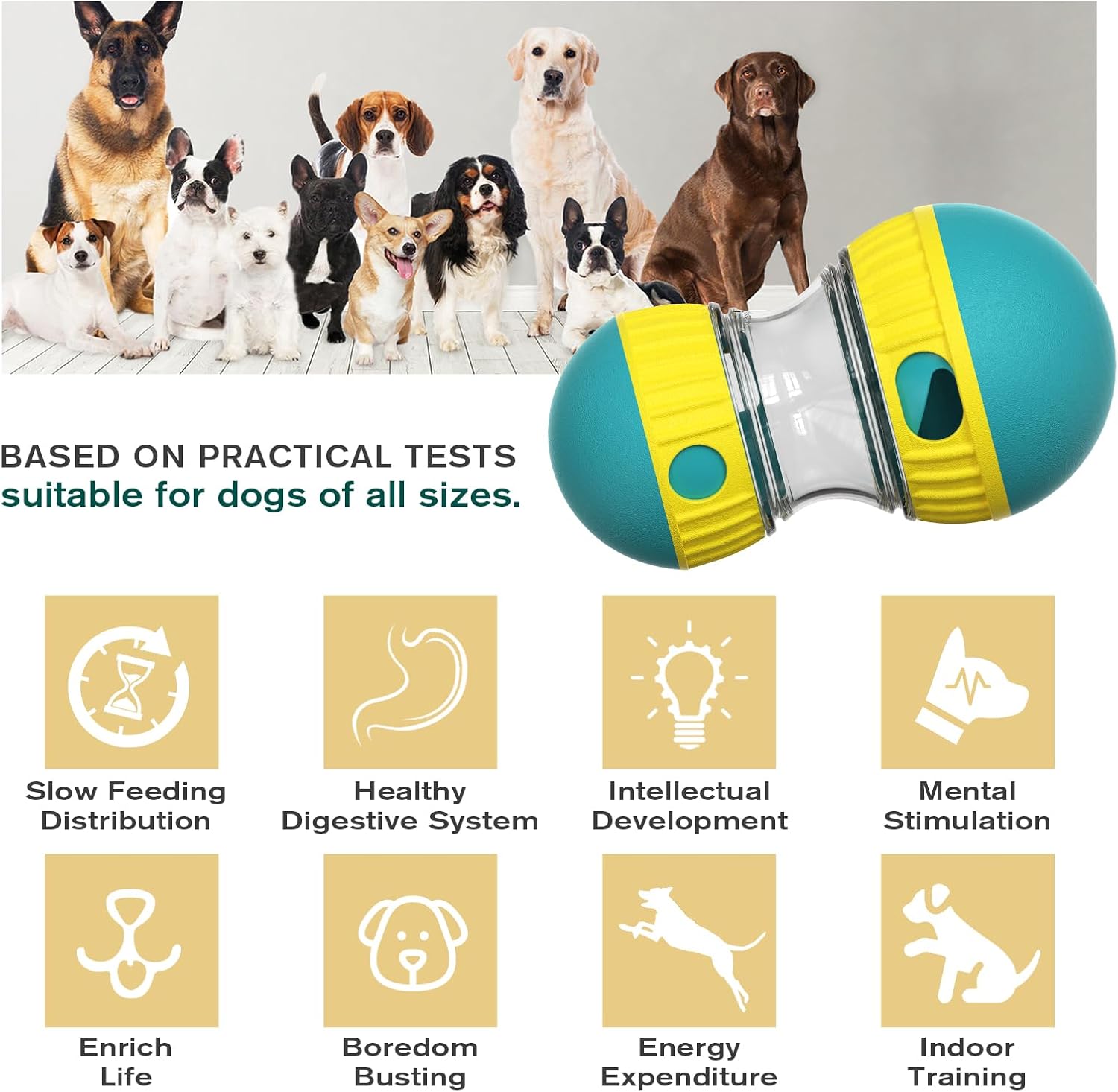 BSISUERM Dog Puzzle Toy Adjustable Treat Dispensing Ball Food Dispenser Tough Slow Feeder Puppy Enrichment Training Toy Pet Interactive Chase Toys for Small Medium Large Dogs to Keep Them Busy, Green - Happypetzone.online - Image 2