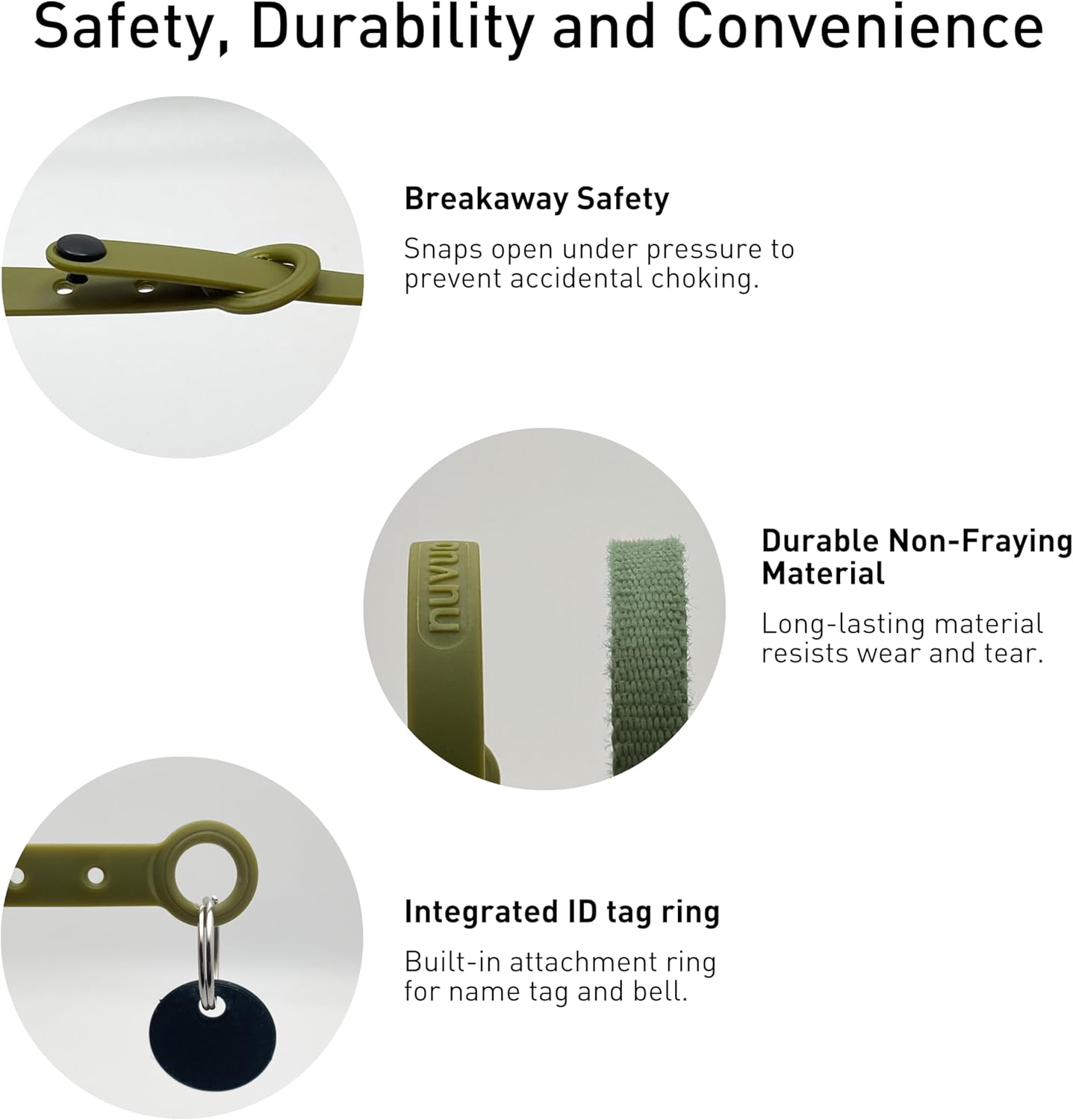 Breakaway Cat Collar - Soft, Comfortable, and Lightweight Safety Buckle Collar with Name Tag Ring for Outdoor Cats and Sensitive Skin Kittens by Nuvuq (6 ⅞" to 10 ¼", Green) - Happypetzone.online - Image 3