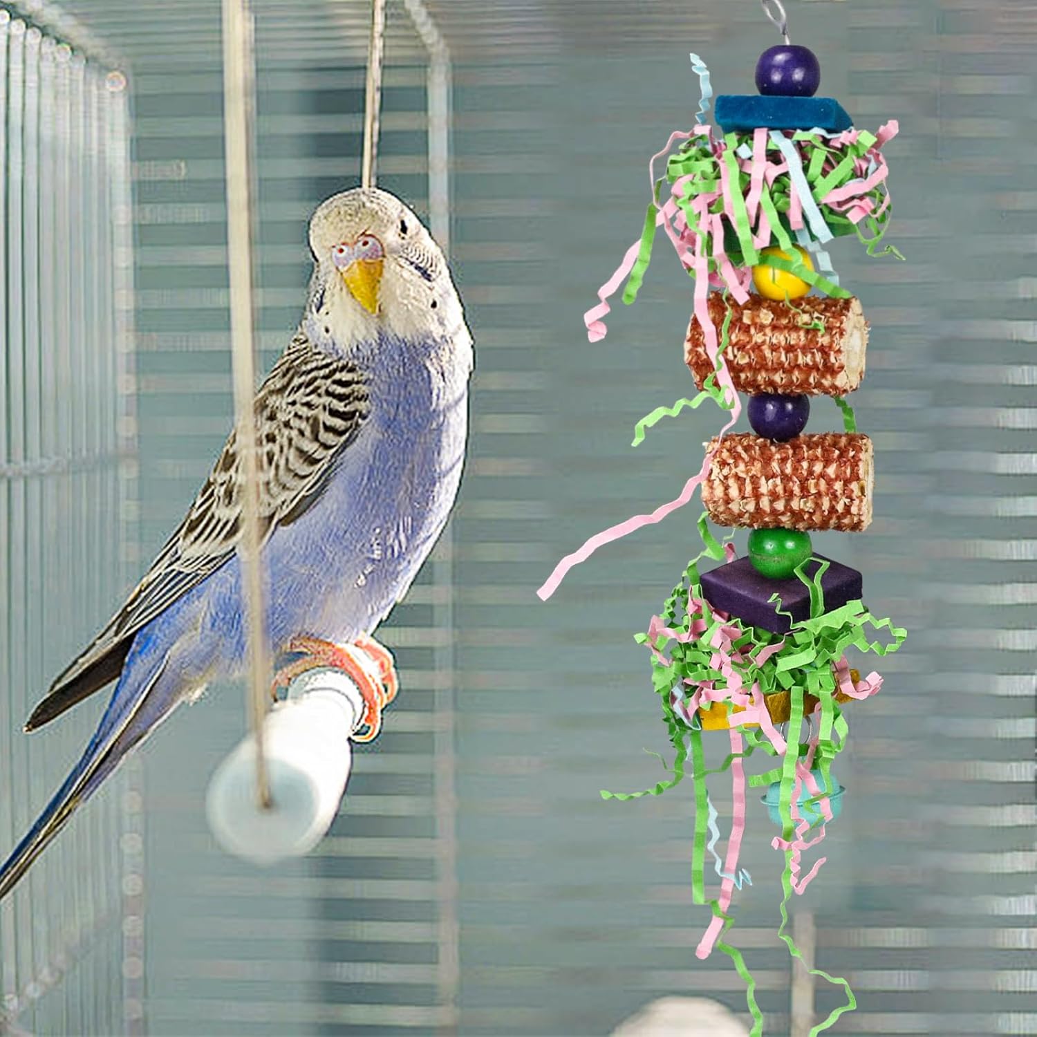 Bird Toys 3 Pack Parrot Toys Natural Bird Cage Accessories Shredded Foraging Supplies Suitable for Parakeets, Cockatiels, Conures, Lovebirds and Most Small to Medium - Happypetzone.online - Image 6
